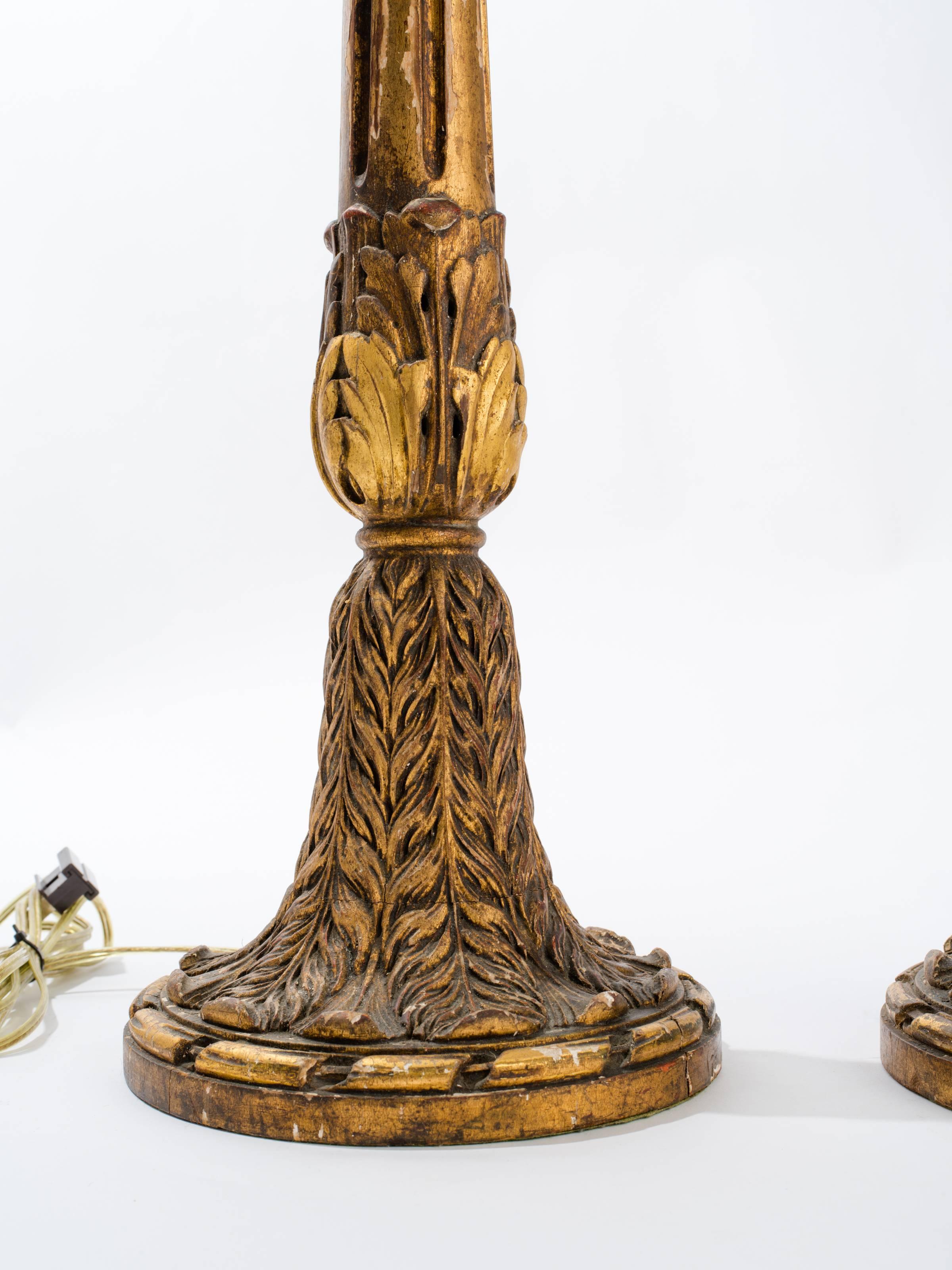 Carved Italian Giltwood Lamps