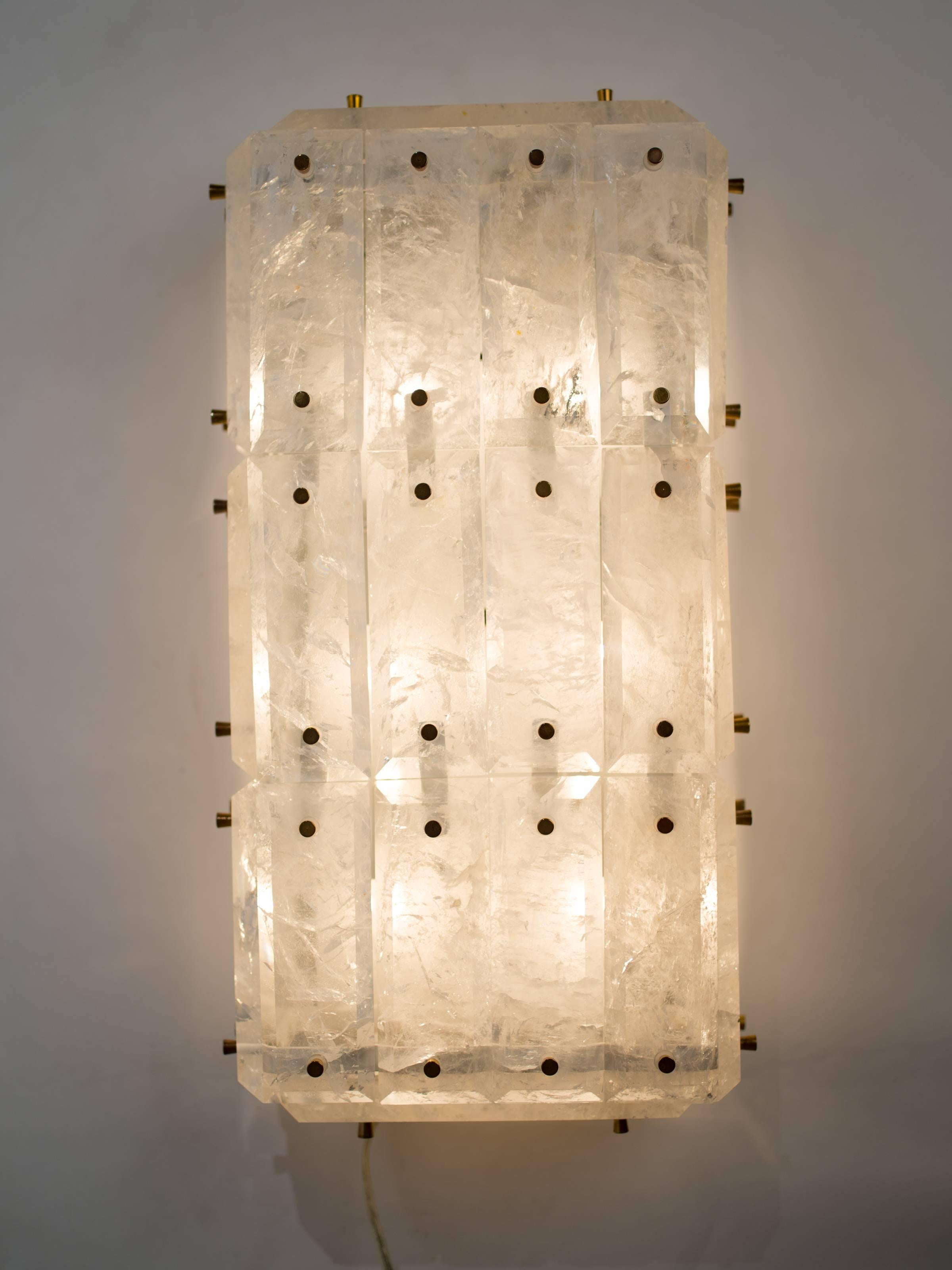 Pair of Rock Crystal Wall Sconces, Limited Edition For Sale 3