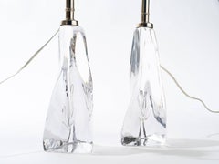 Pair of Clear Art Glass Lamps