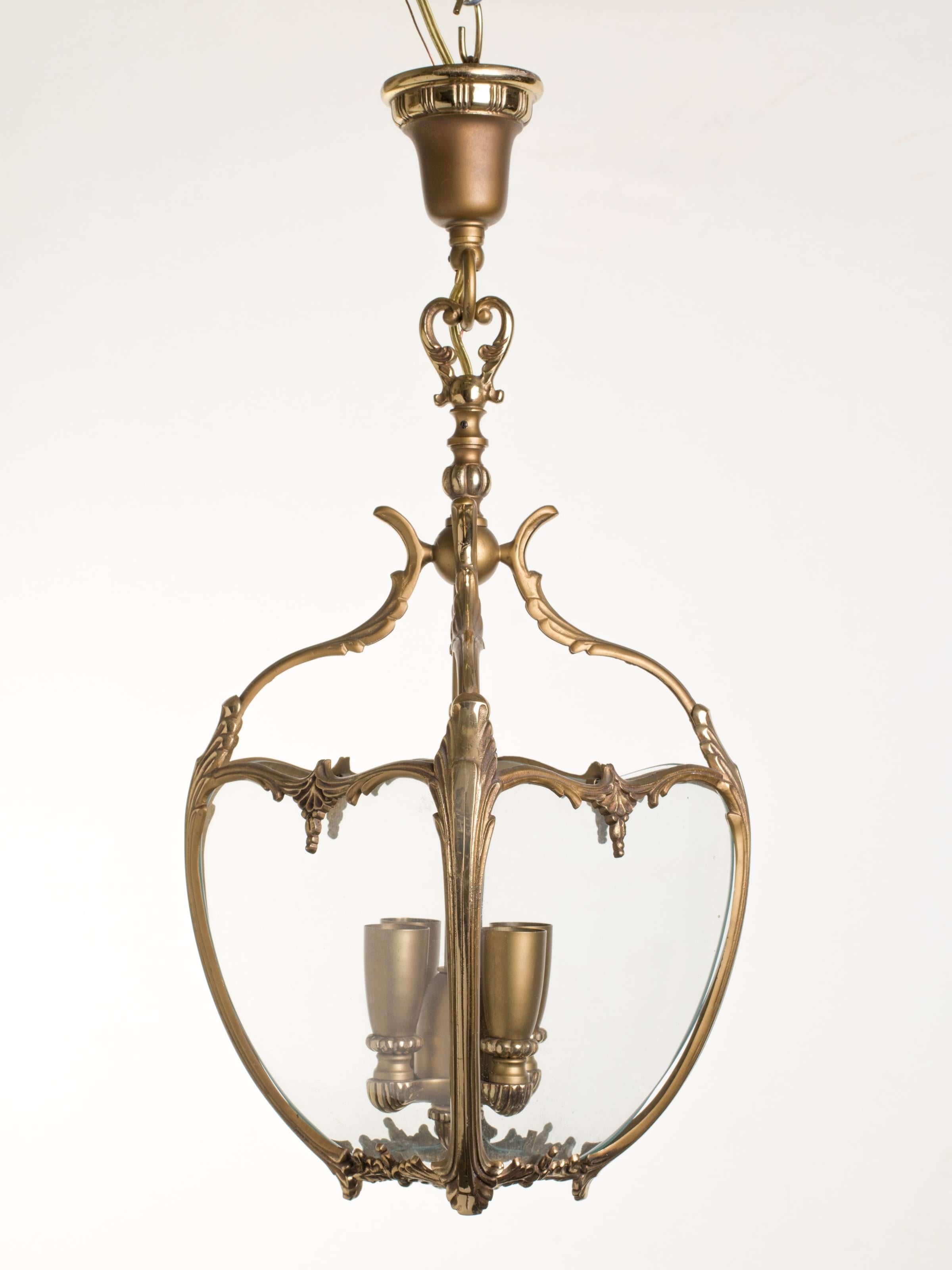Bronze and Glass French Lantern In Good Condition In Tarrytown, NY