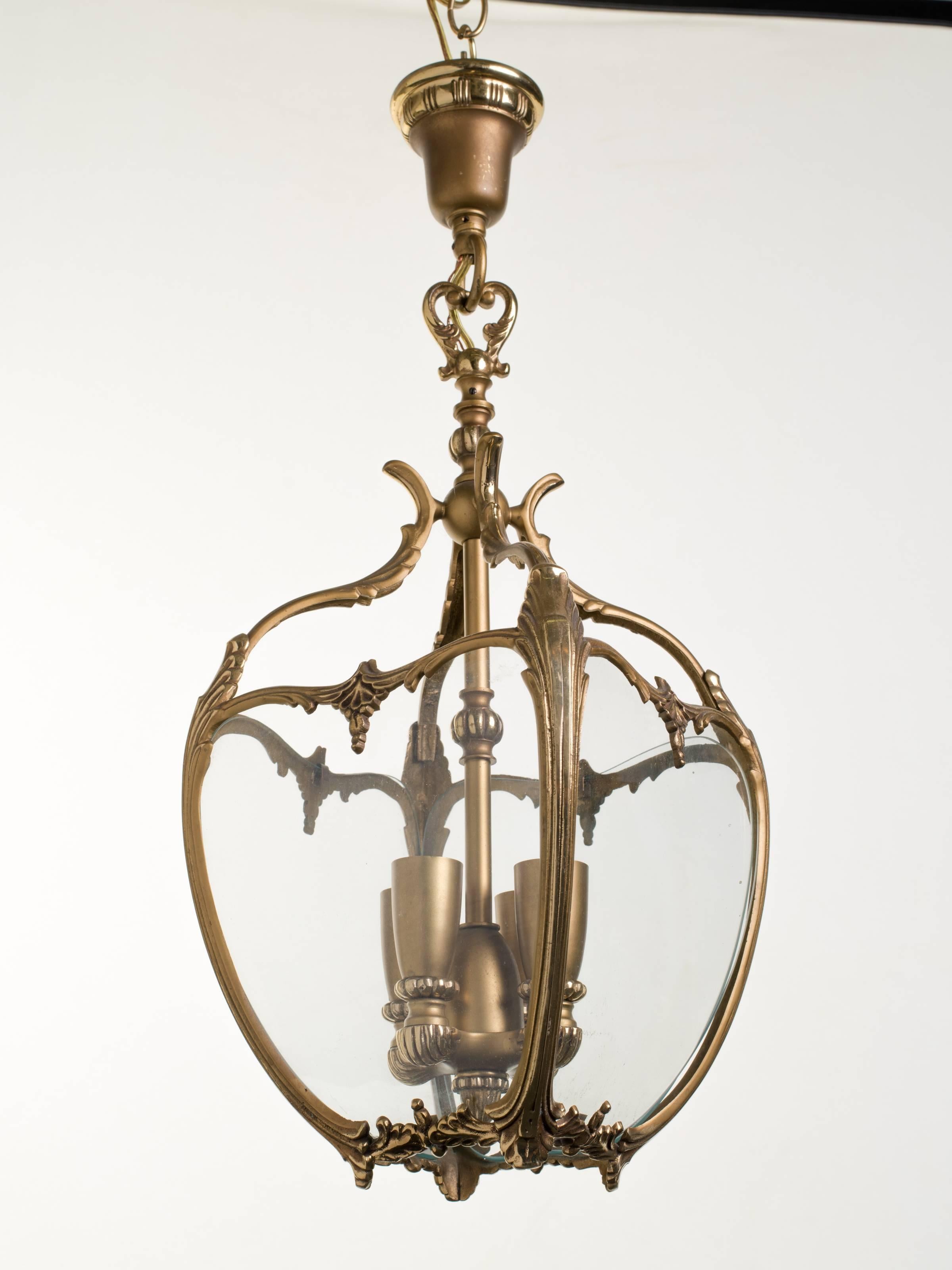 20th Century Bronze and Glass French Lantern