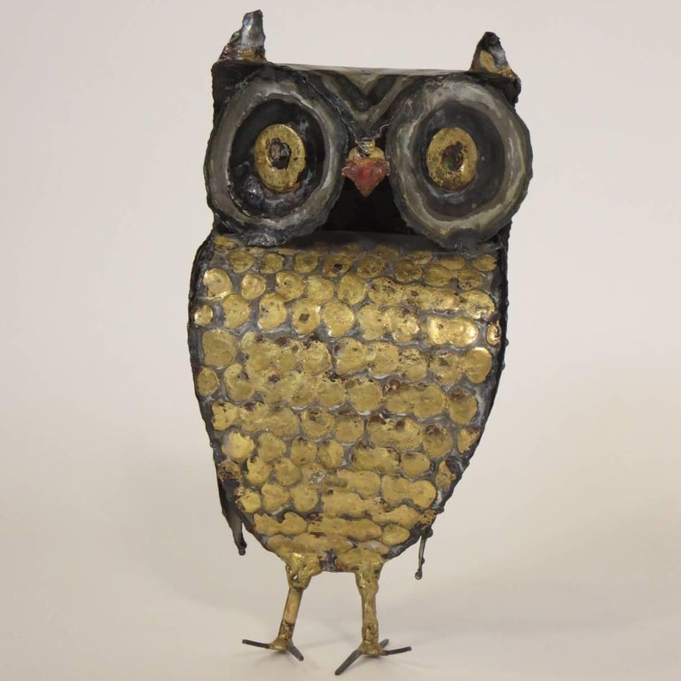 1970s Metal Owl Sculpture by Garfinkle For Sale at 1stDibs