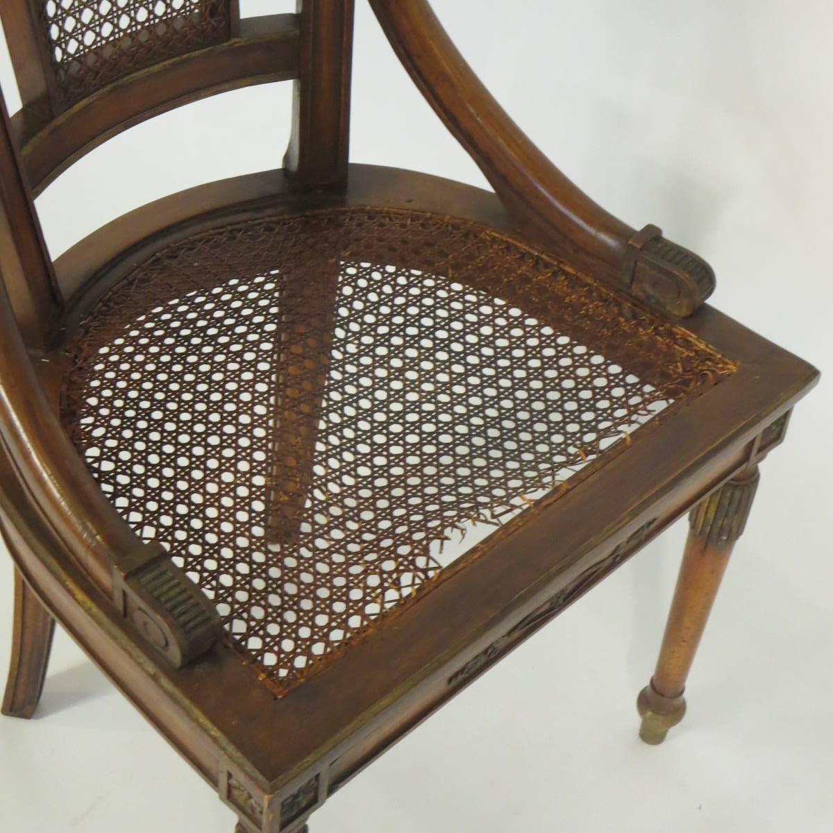 Four 1960s Regency Style Caned Italian Side Chairs For Sale 1
