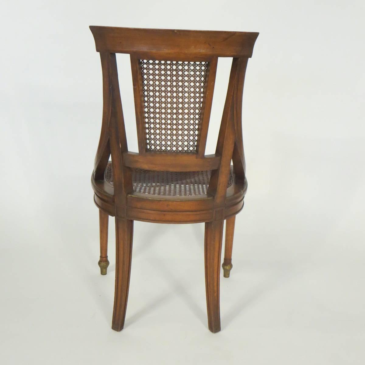 Four 1960s Regency Style Caned Italian Side Chairs In Good Condition For Sale In Tarrytown, NY