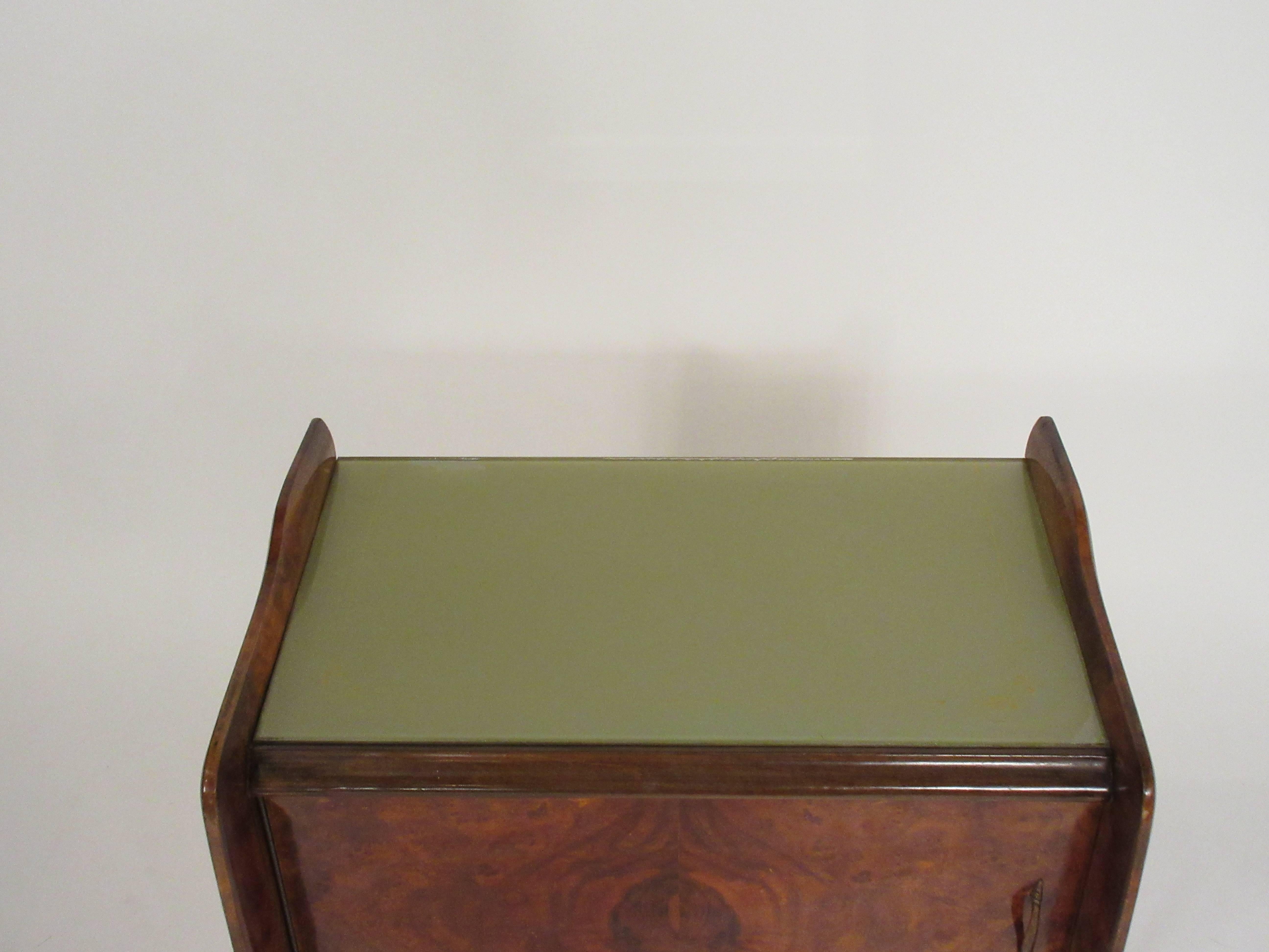 Pair of 1940s Italian Walnut End Tables with Glass Tops 2