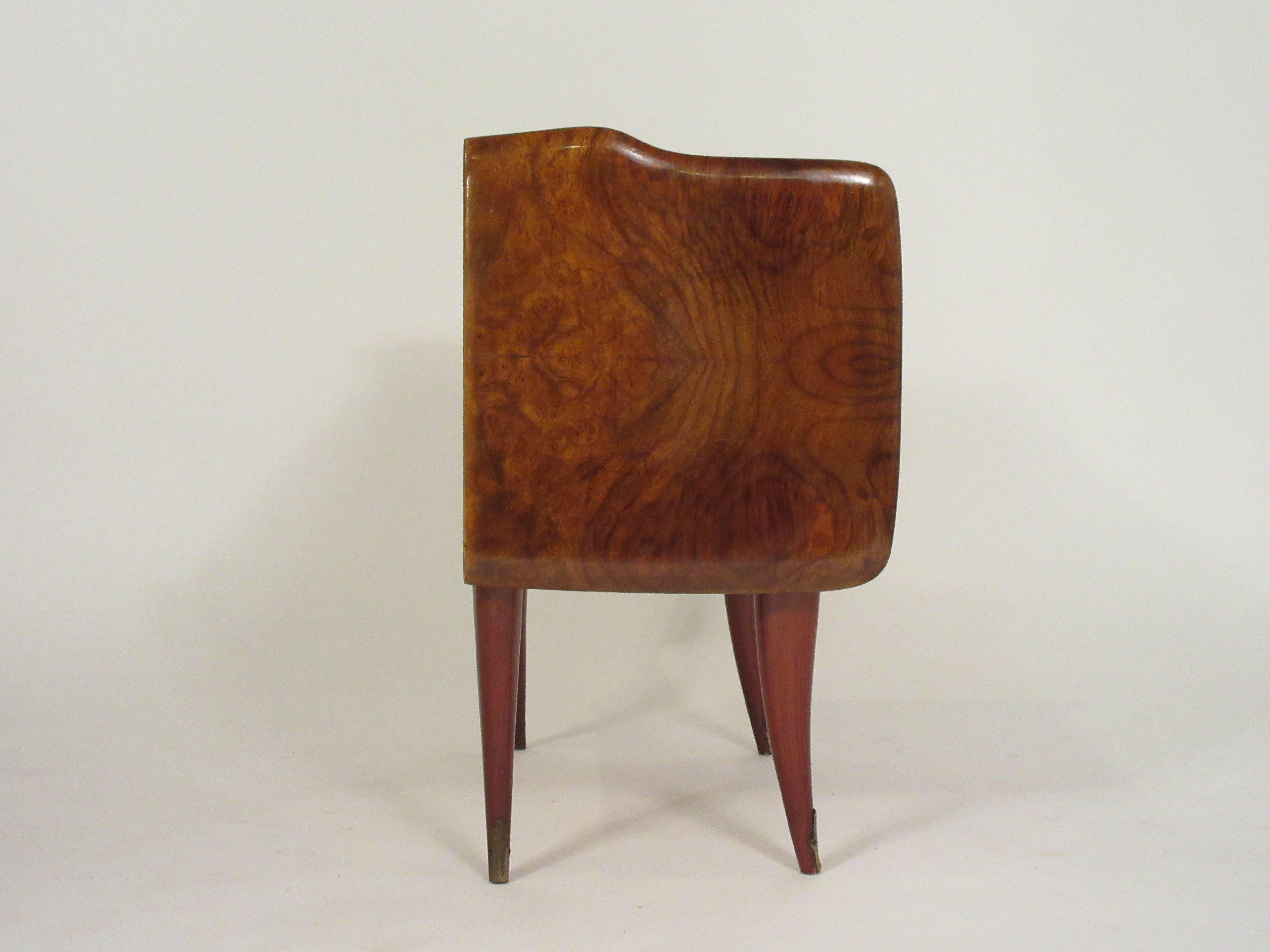 Mid-20th Century Pair of 1940s Italian Walnut End Tables with Glass Tops