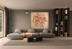 Arazzo da parete contemporaneo in tessuto jacquard, “Sunbirds & Flowers”, edizione limitata