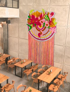 Hand-Tufted Wool Wall Tapestry, Sunbirds & Tropical Flowers, One-of-Kind, India