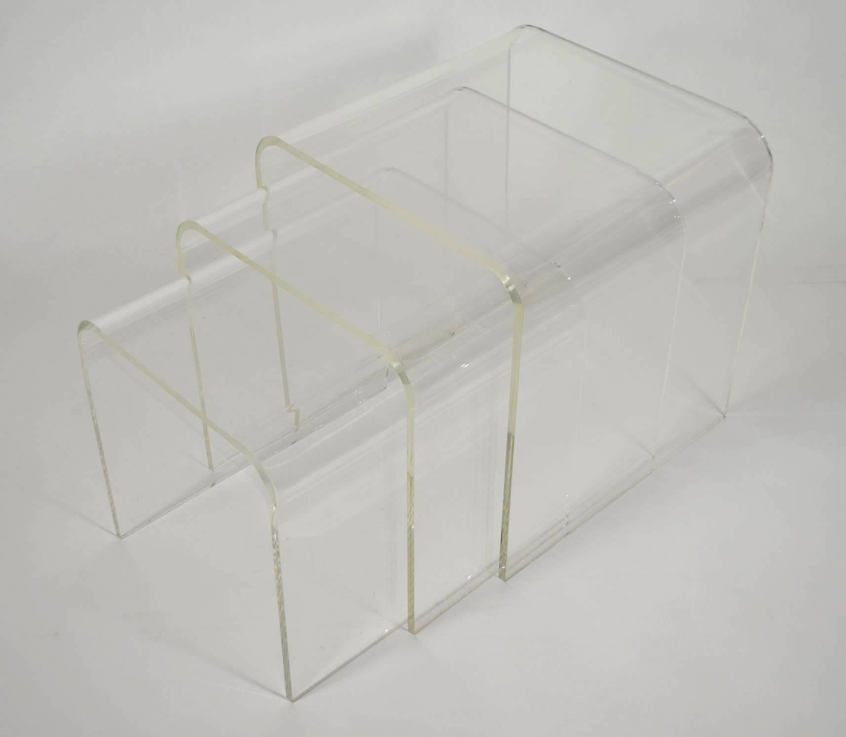 20th Century Set of Three Lucite Nesting Tables