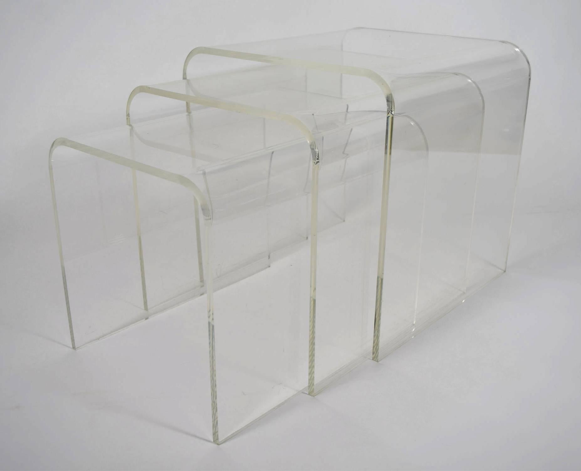 Set of Three Lucite Nesting Tables 1