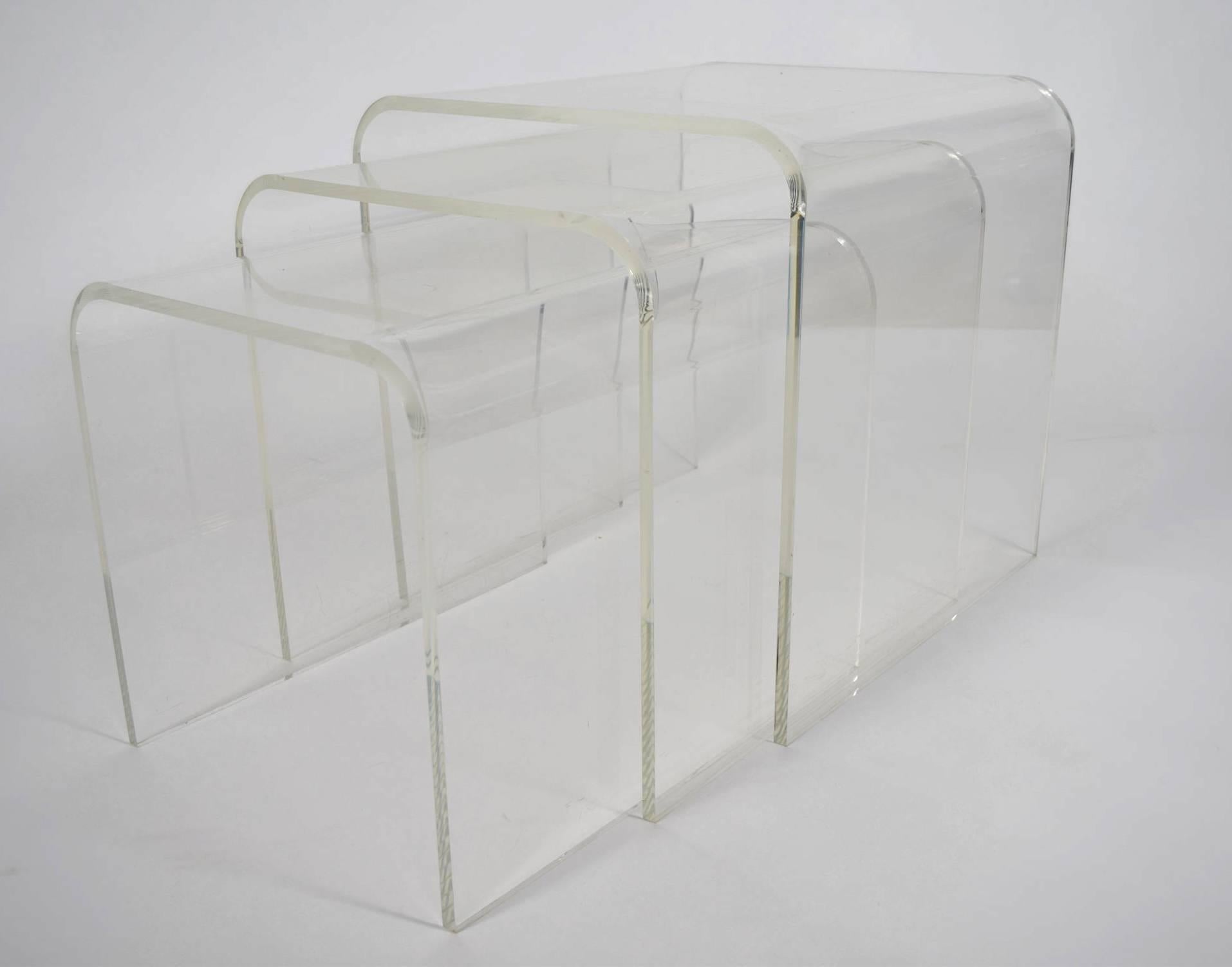 Set of Three Lucite Nesting Tables 2