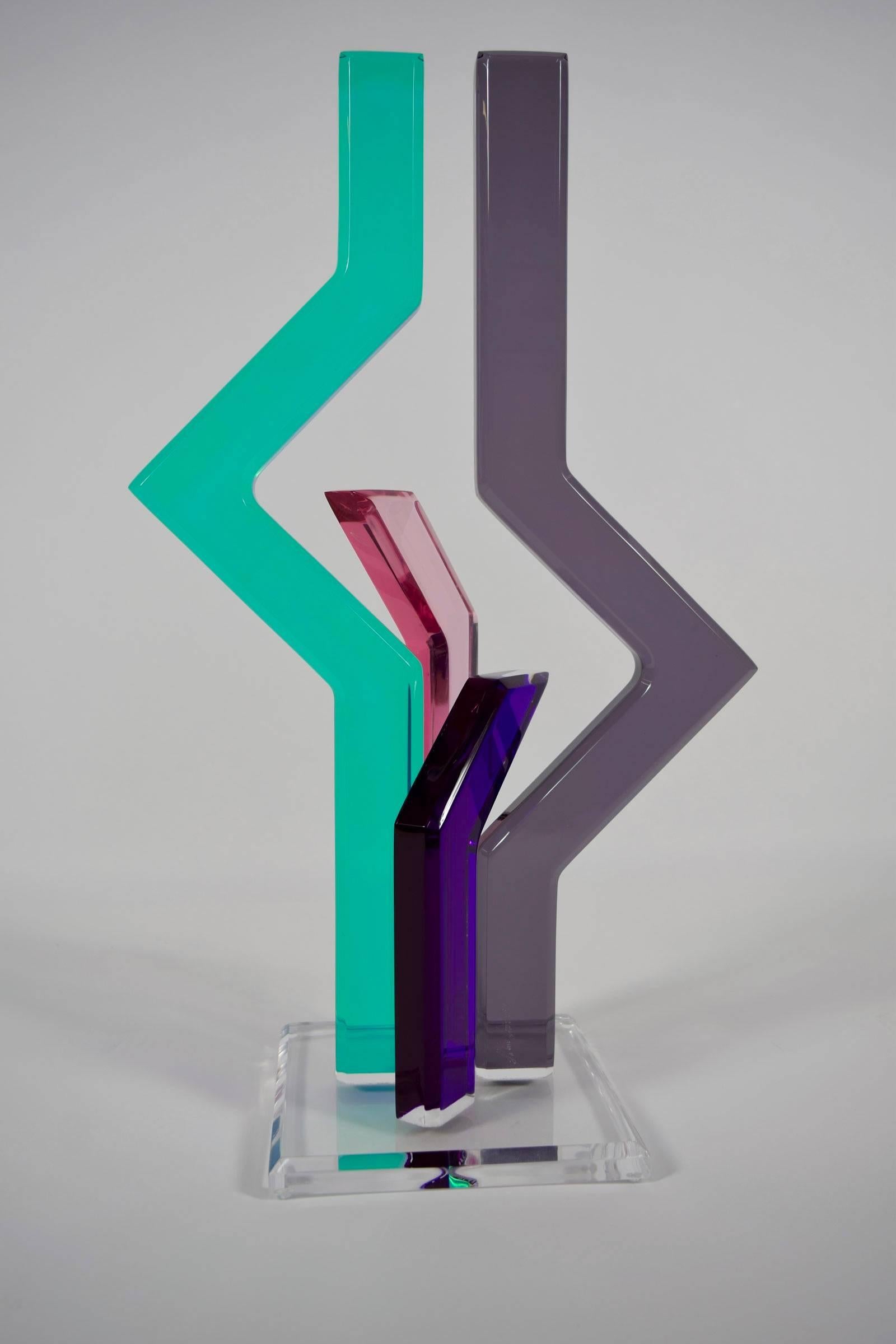 A beautiful colored Lucite sculpture piece by Shlomi Haziza. The piece is signed.