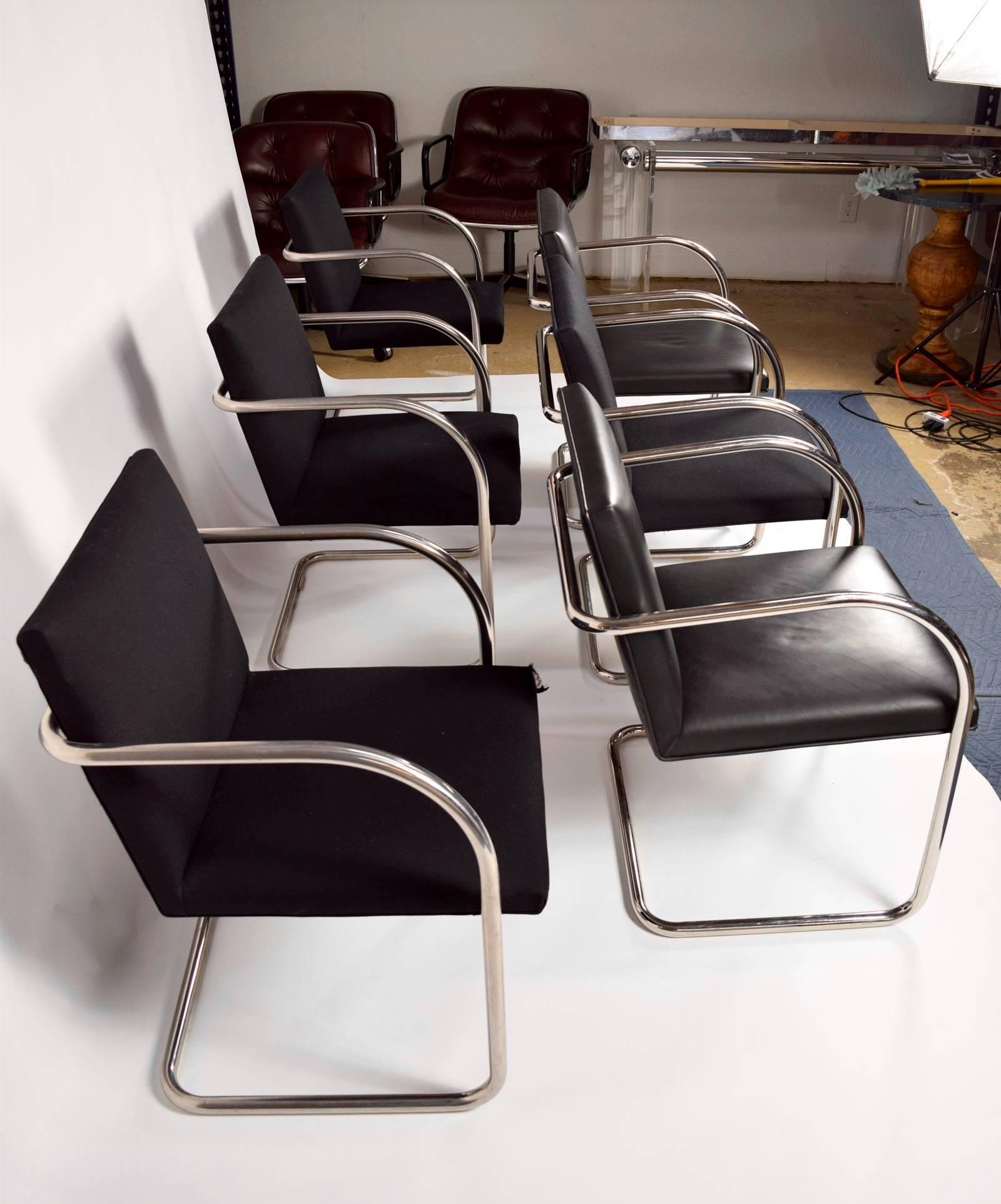 20th Century Set of Six Mies Van Der Rohe Tubular Brno Chairs by Knoll