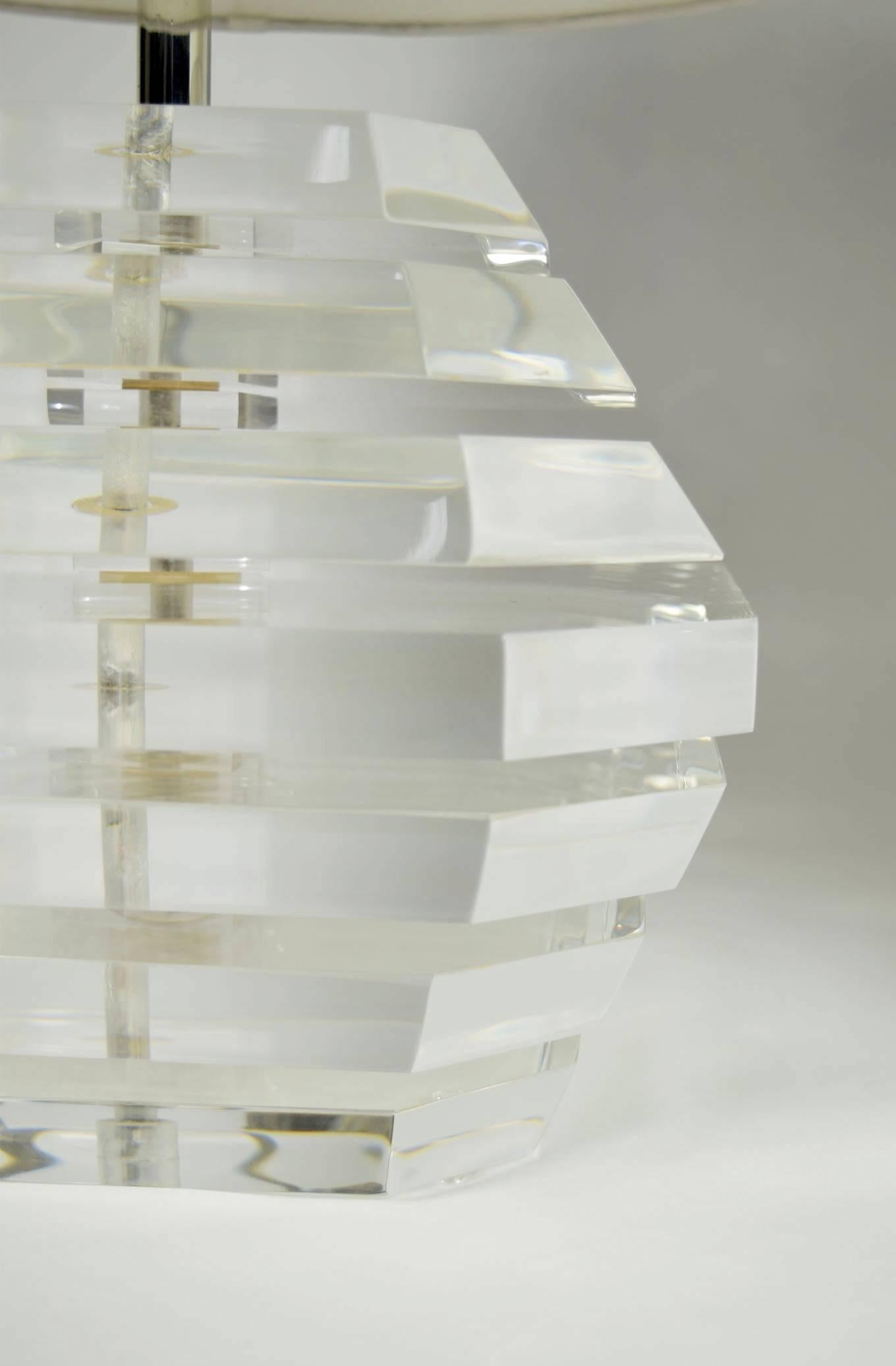 American George Bullio Stacked Lucite Lamps 