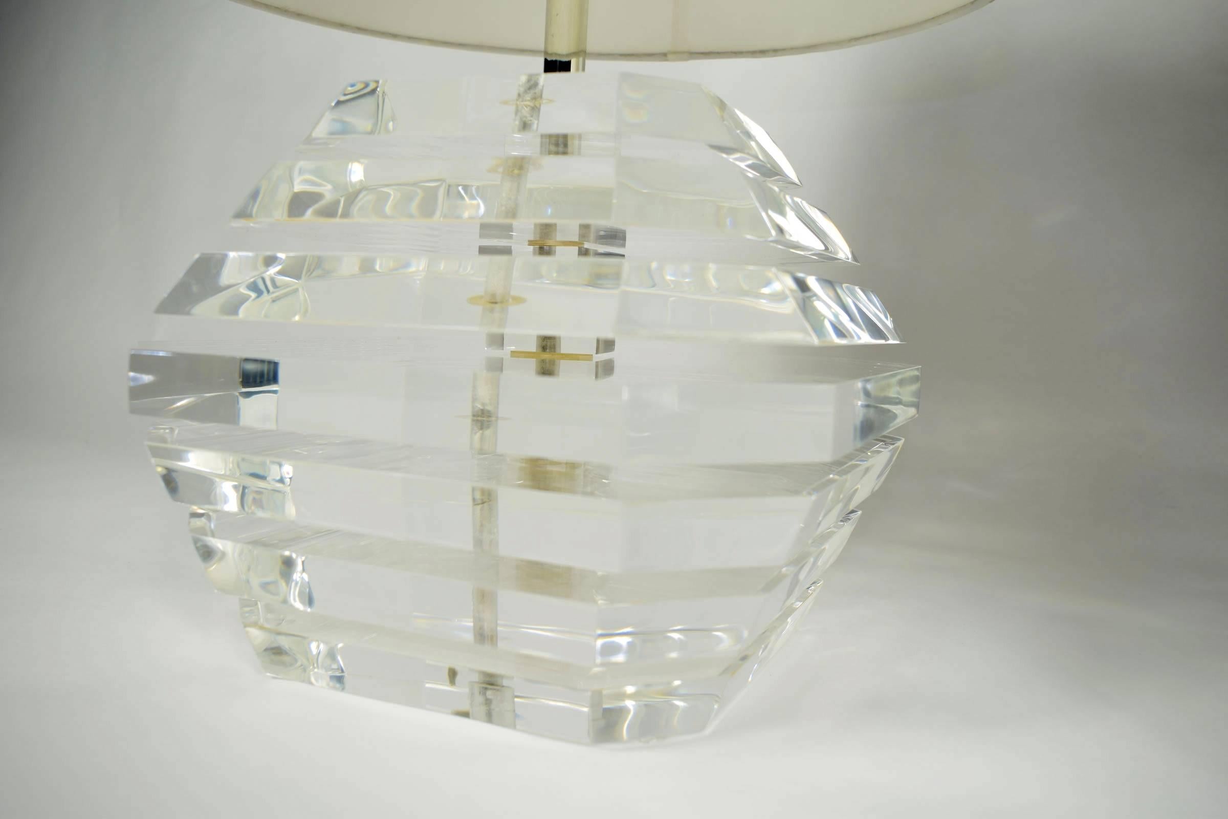 George Bullio Stacked Lucite Lamps  In Excellent Condition In Dallas, TX