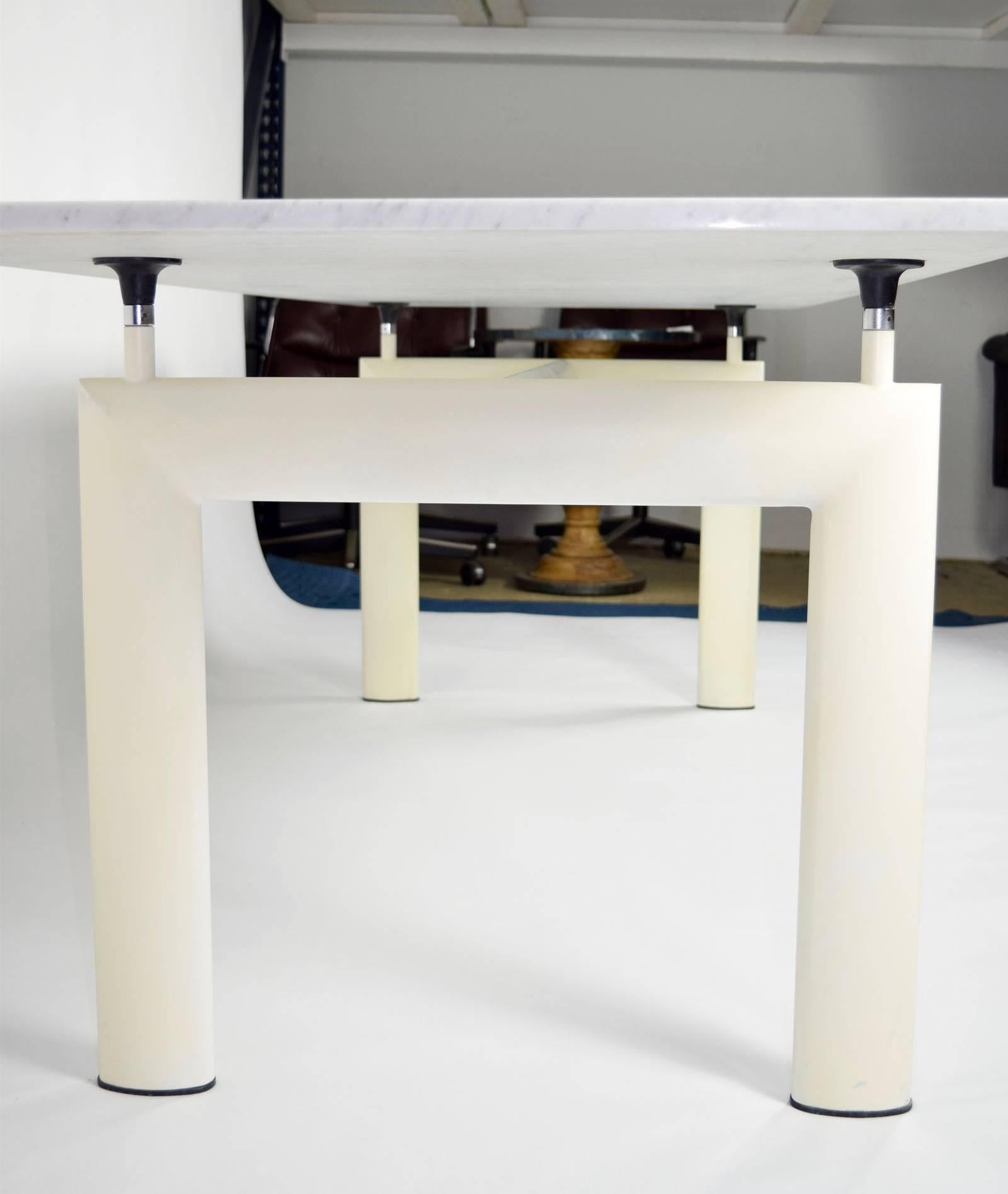 Mid-Century Modern Le Corbusier LC6 Table by Cassina with White Marble Top
