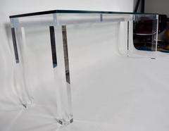 Large Parsons Style Lucite and Glass Console