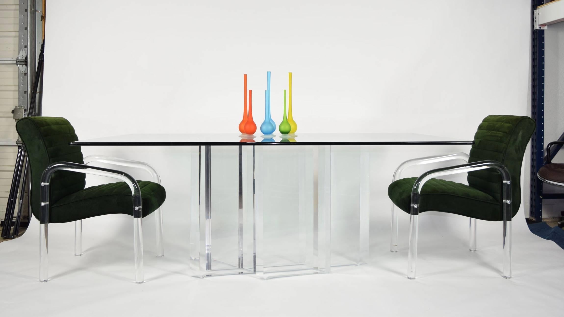 A stunning Lucite table by Jeffrey Bigelow. Signed and dated (1984) by designer. Currently supporting a 71.5