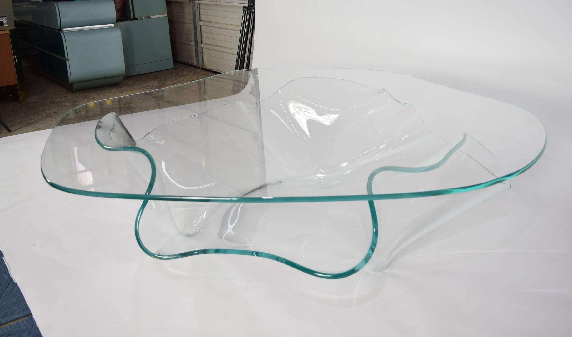 Mid-Century Modern Laurel Fyfe Sculptural Glass Coffee Table