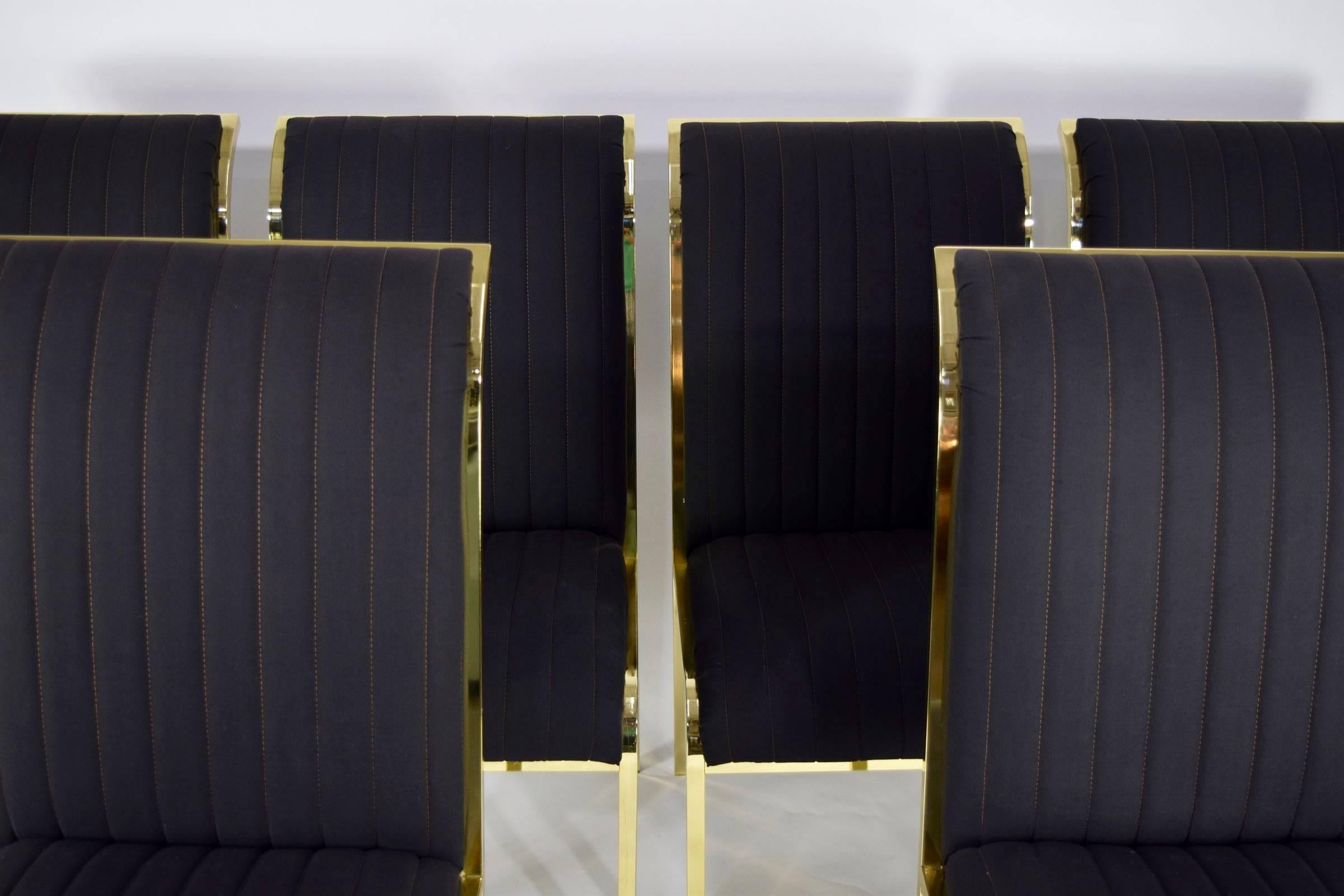 Design Institute of America 'DIA' Dining Chairs in Brass Finish In Good Condition In Dallas, TX