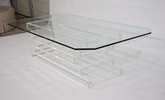 Stacked Lucite with Glass Top Coffee Table