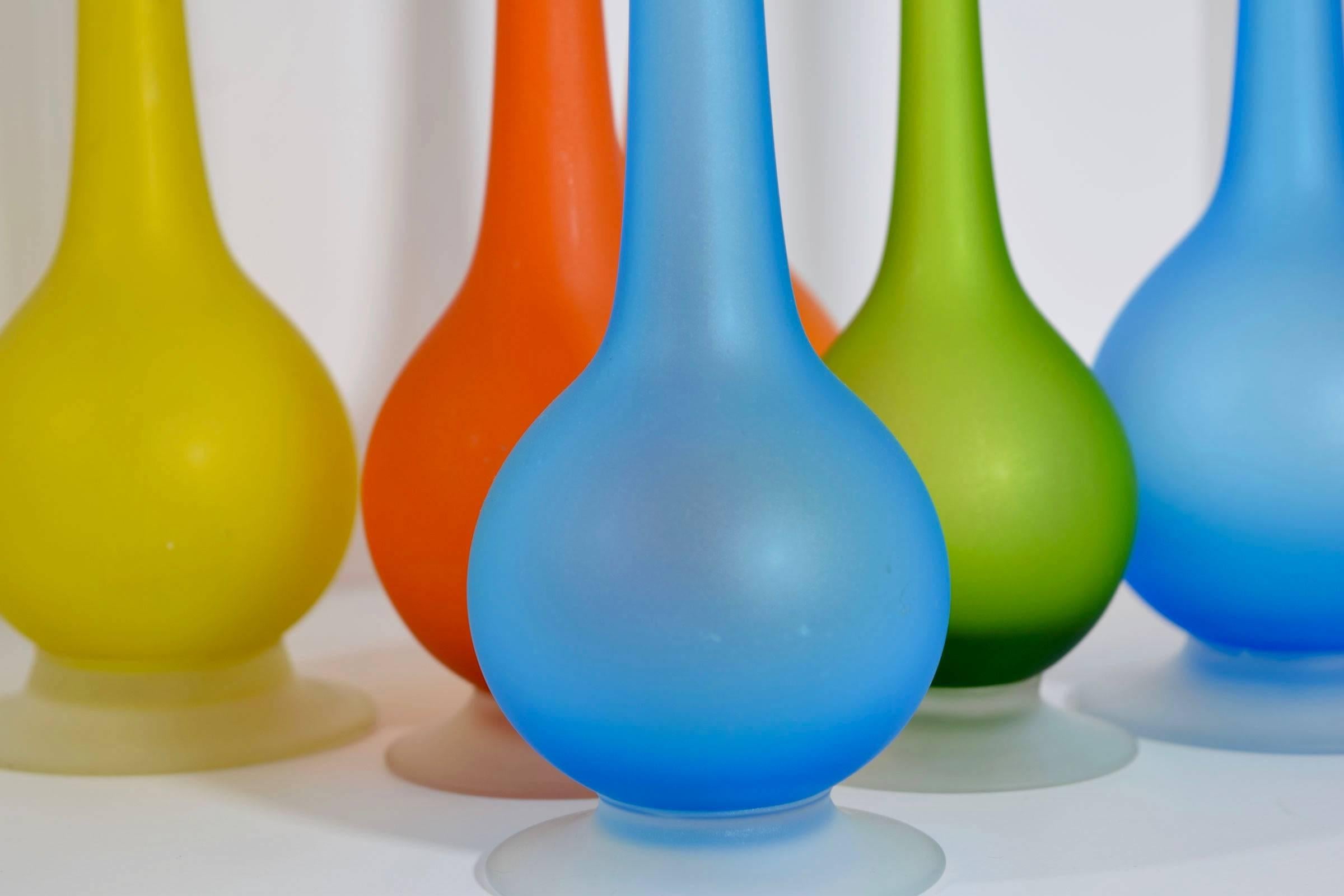Mid-Century Modern Carlo Moretti for Rosenthal Netter Satin Glass Pencil Vases