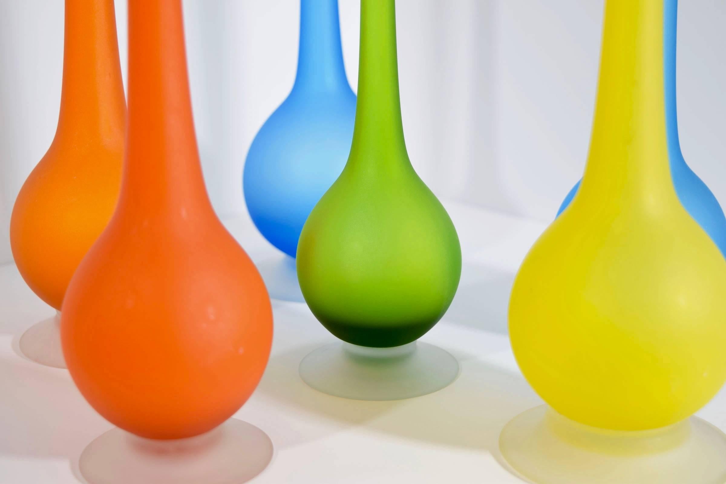 Italian Carlo Moretti for Rosenthal Netter Satin Glass Pencil Vases