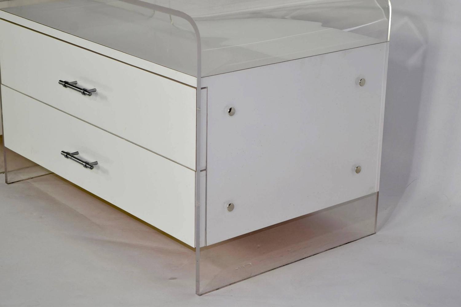 Pair of White Lucite and Laminate Nightstands at 1stdibs