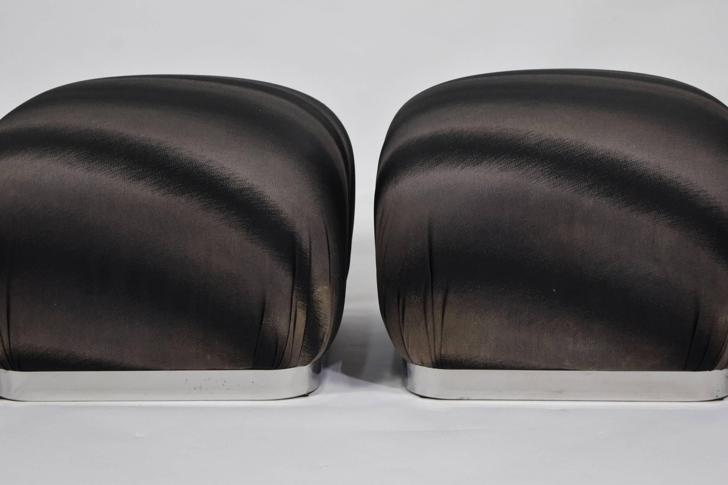 Pair of Souffle Poufs by Weiman In Good Condition In Dallas, TX