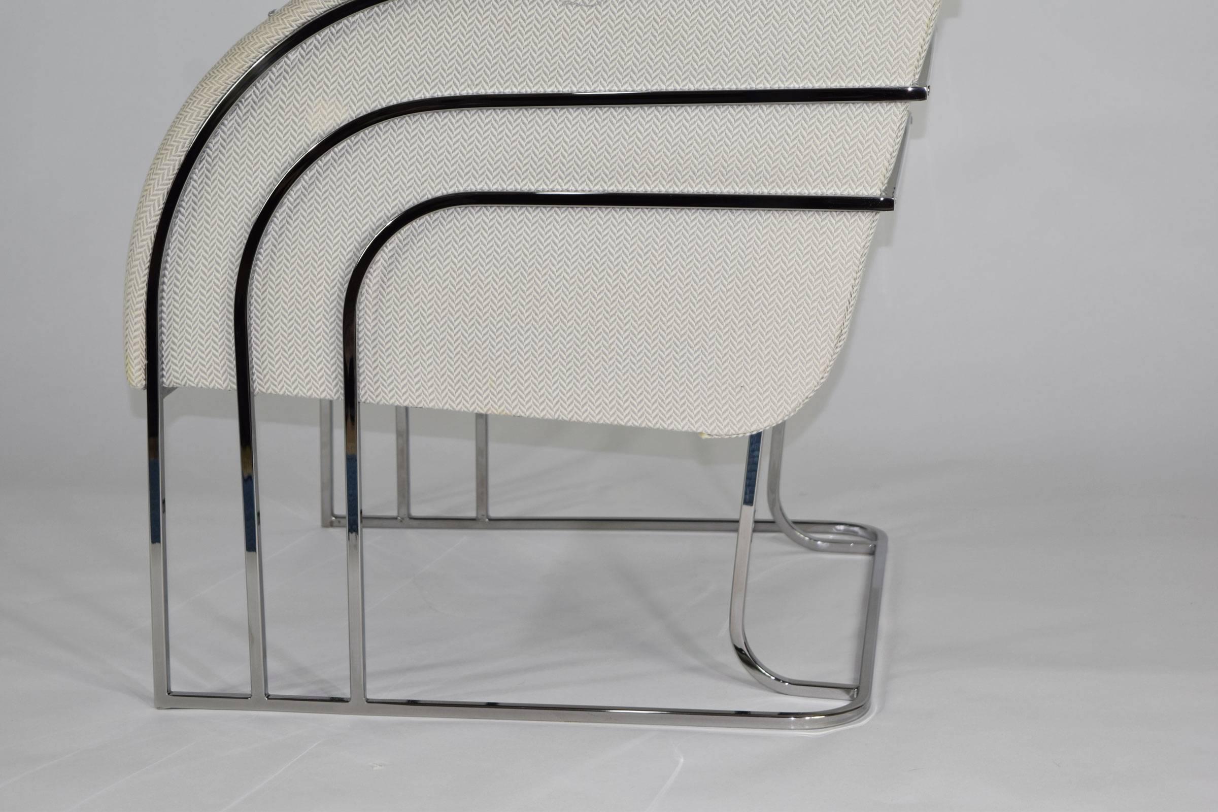 Upholstery George Mergenov for Weiman/Warren Lloyd Chrome Lounge Chairs