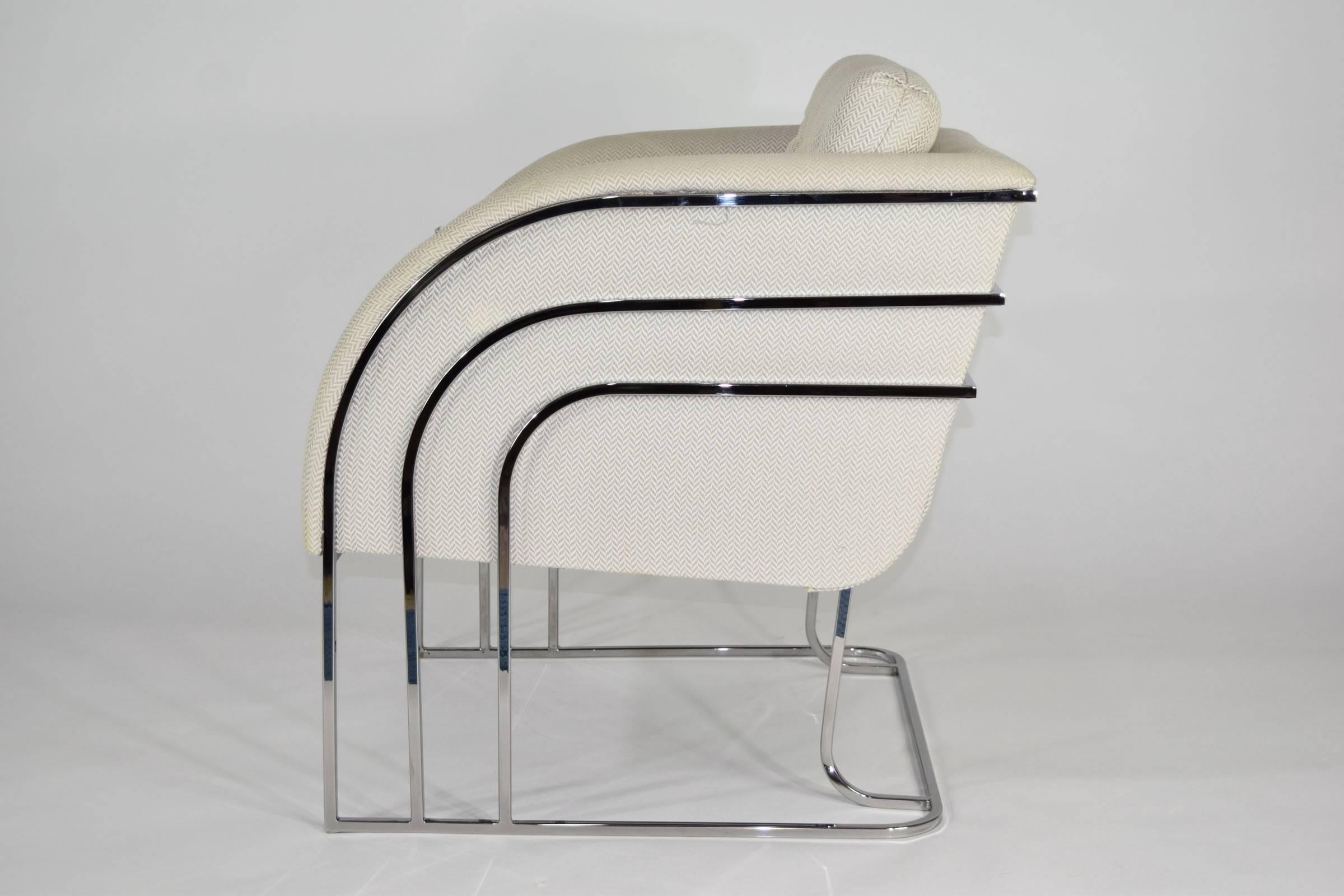 Beautiful lounge chair with chrome frame by George Mergenov for Weiman/Warren Lloyd. This would look lovely reupholstered in a velvet or mohair !