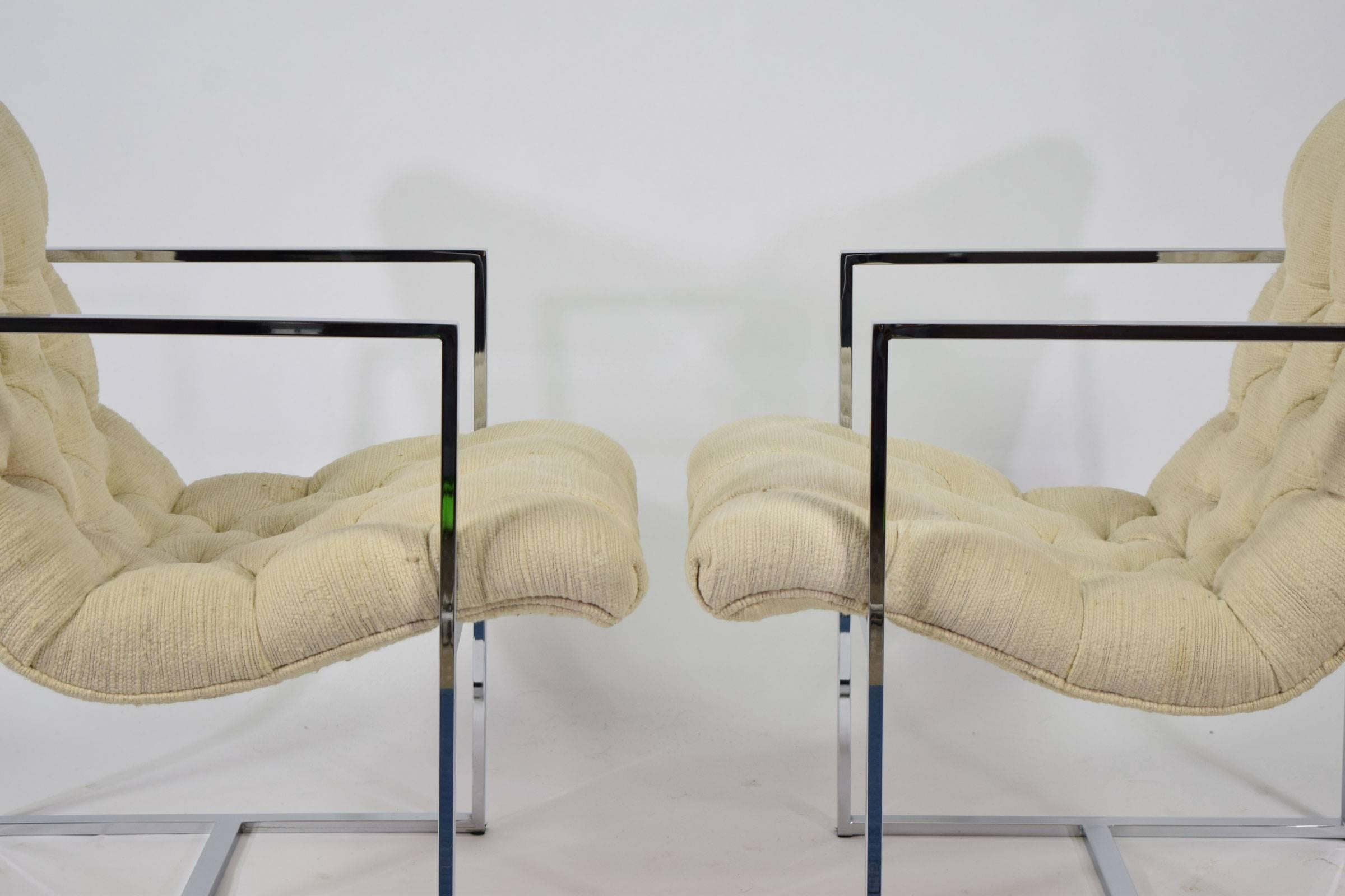 American Pair of Milo Baughman Scoop Lounge Chairs