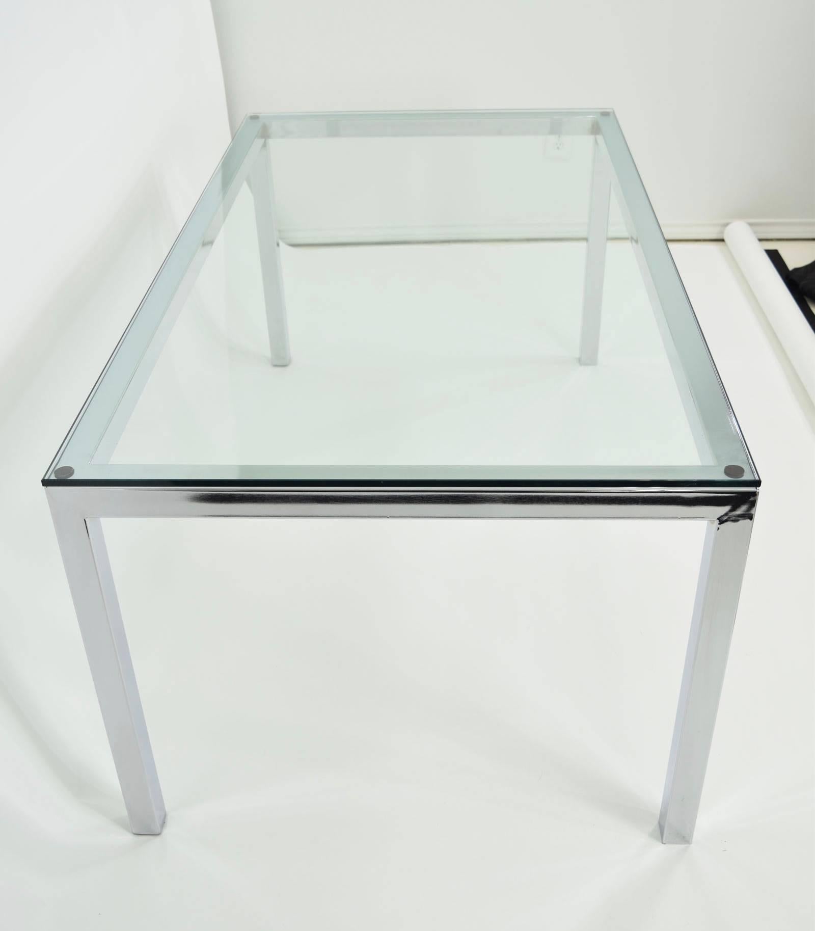 Mid-Century Modern Milo Baughman Chrome and Glass Dining Table/Desk