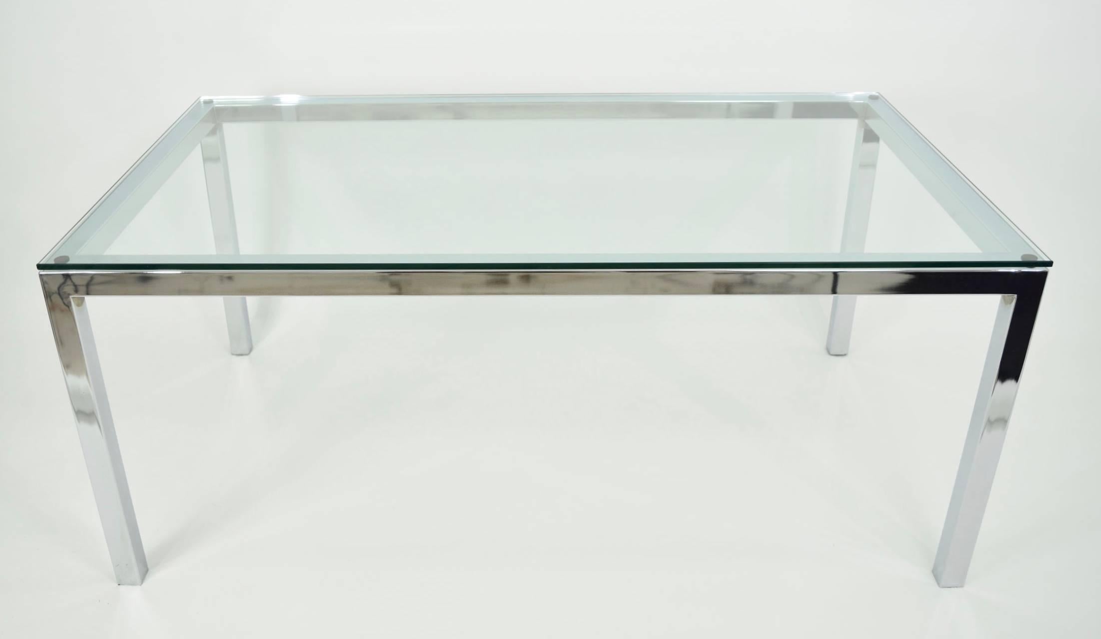 American Milo Baughman Chrome and Glass Dining Table/Desk