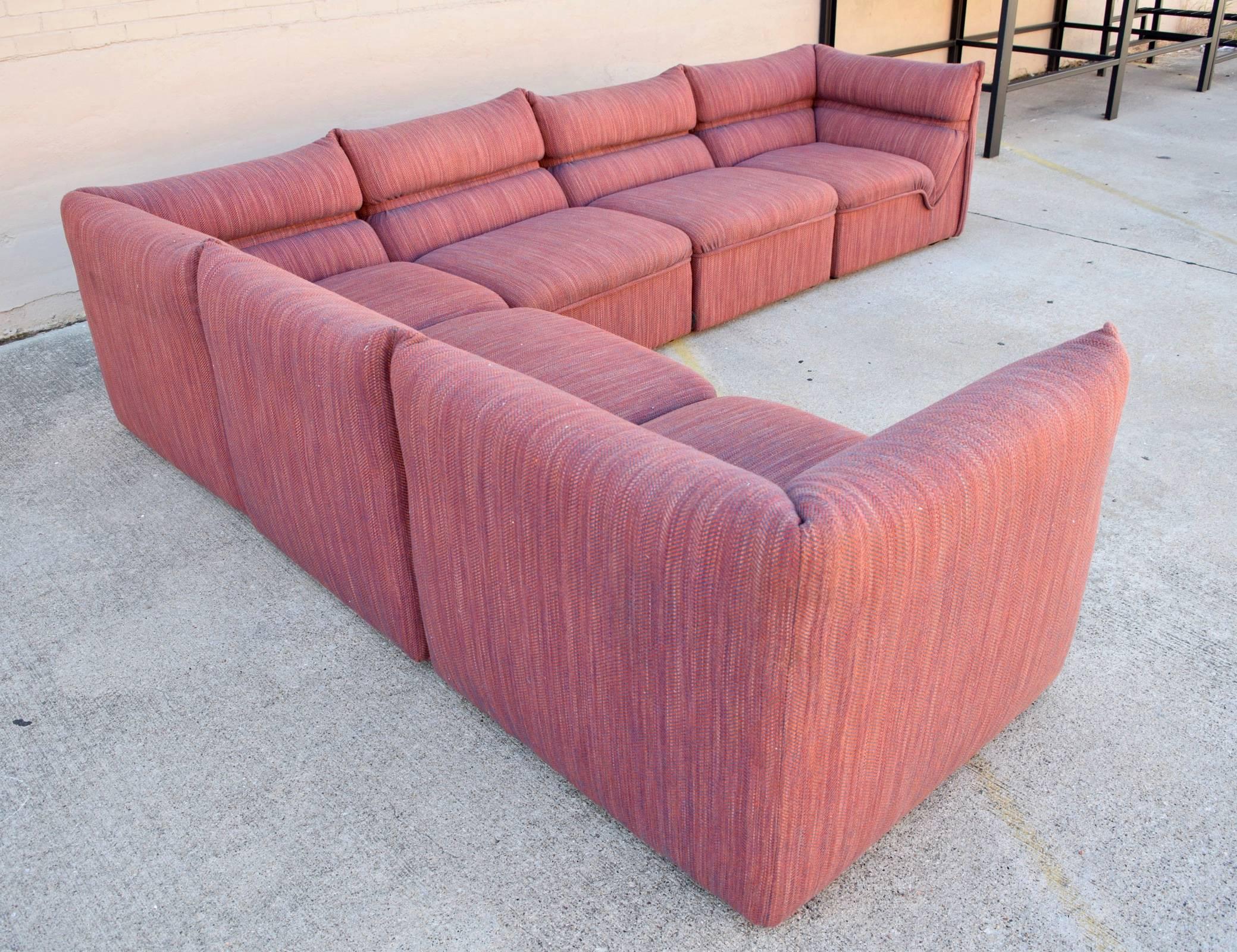 This is a beautiful sectional. Total of six pieces allowing for some versatility in configuration. Designed by Guido Faleschini and manufactured by Mariani for The Pace Collection. Labels are intact.