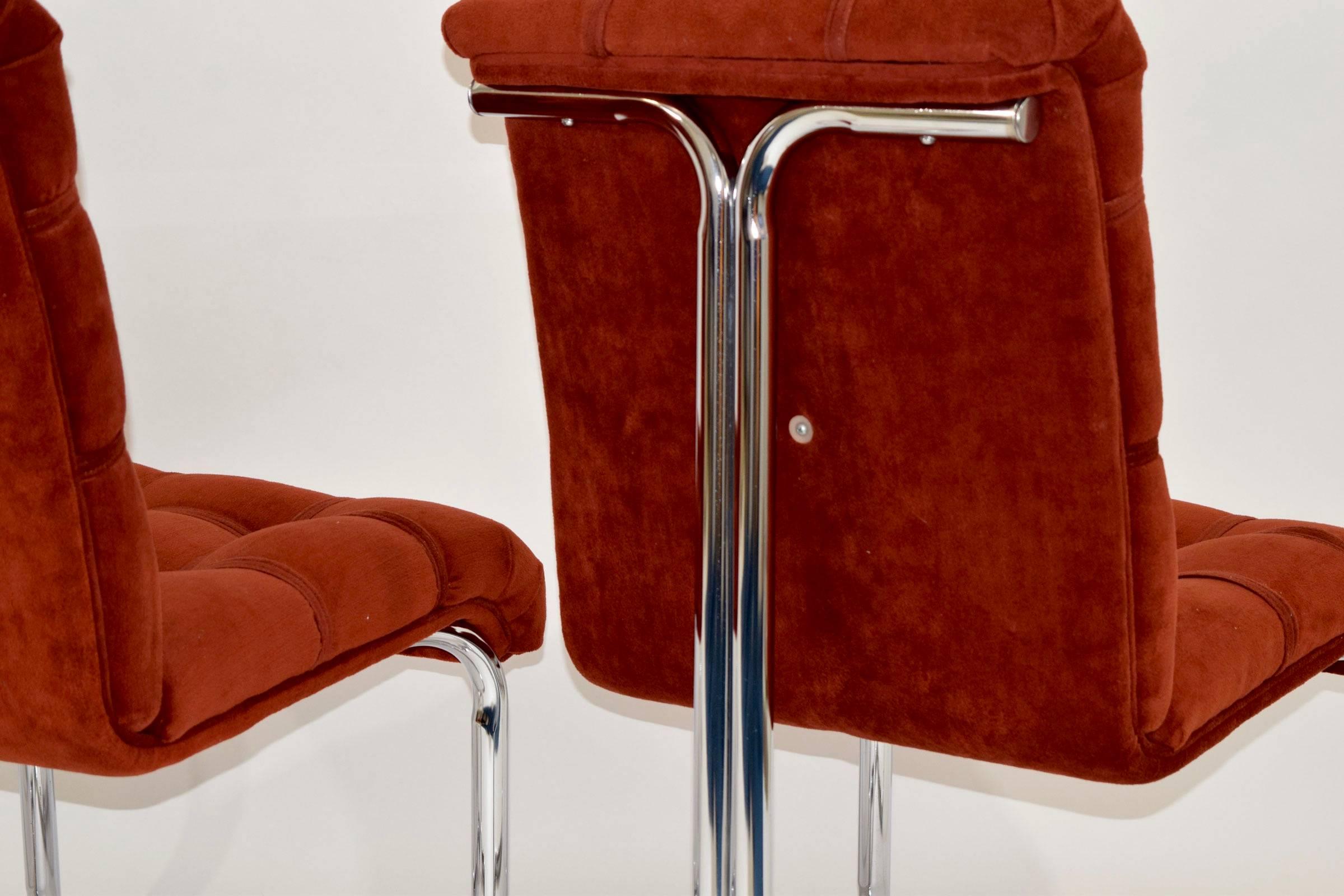 Mid-Century Modern Set of Six Chrome Frame Chairs by Daystrom
