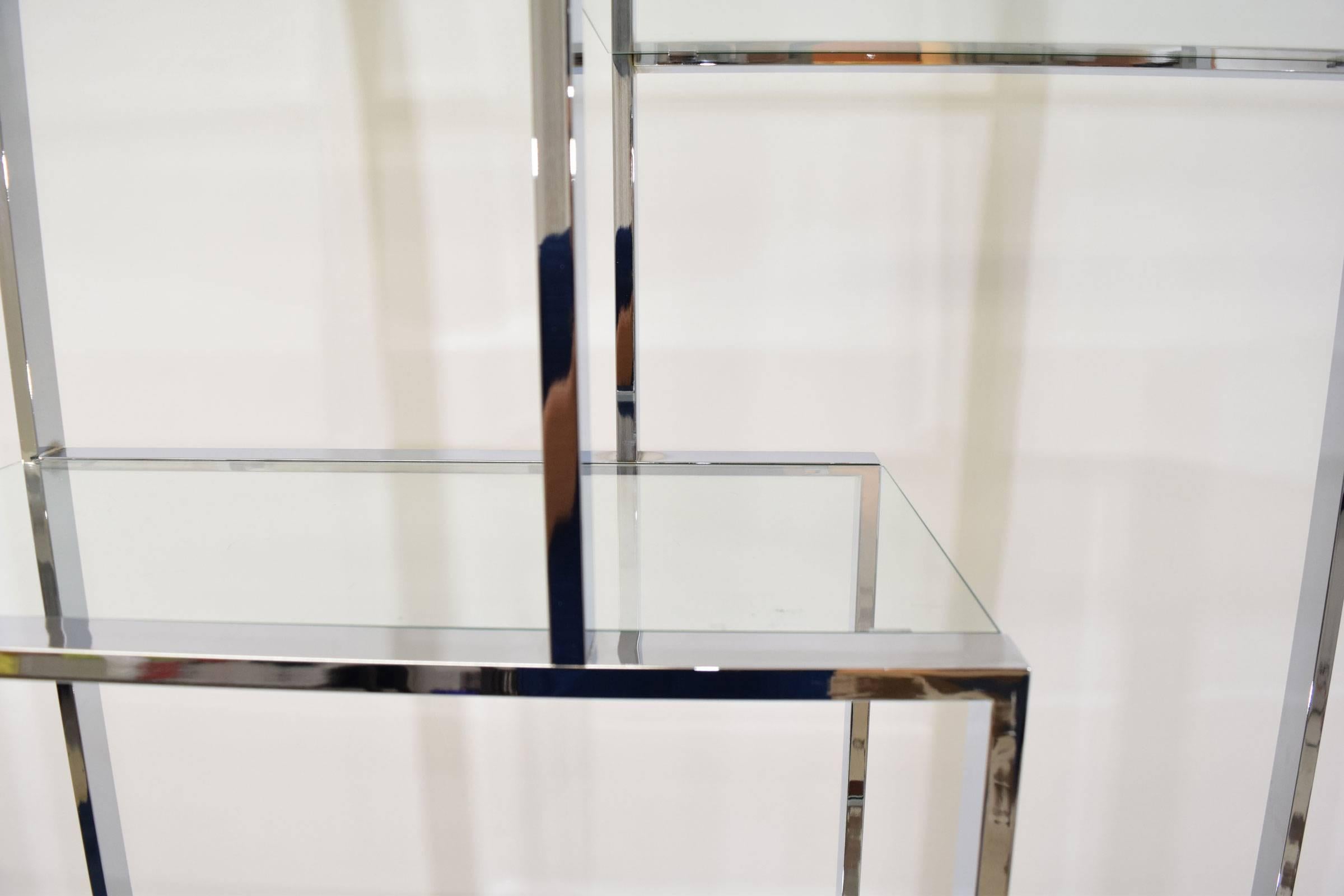 Milo Baughman Chrome and Glass Etagere In Excellent Condition In Dallas, TX