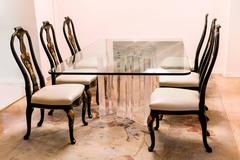 Ensemble de six chaises de salle à manger Baker Knapp and Tubbs en laque noire avec détails chinois