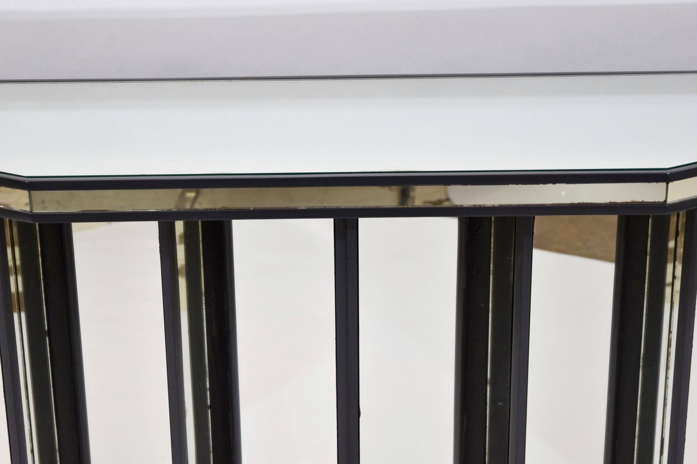 Mid-Century Modern Mid-Century Faceted Console with Cubist Mirror For Sale
