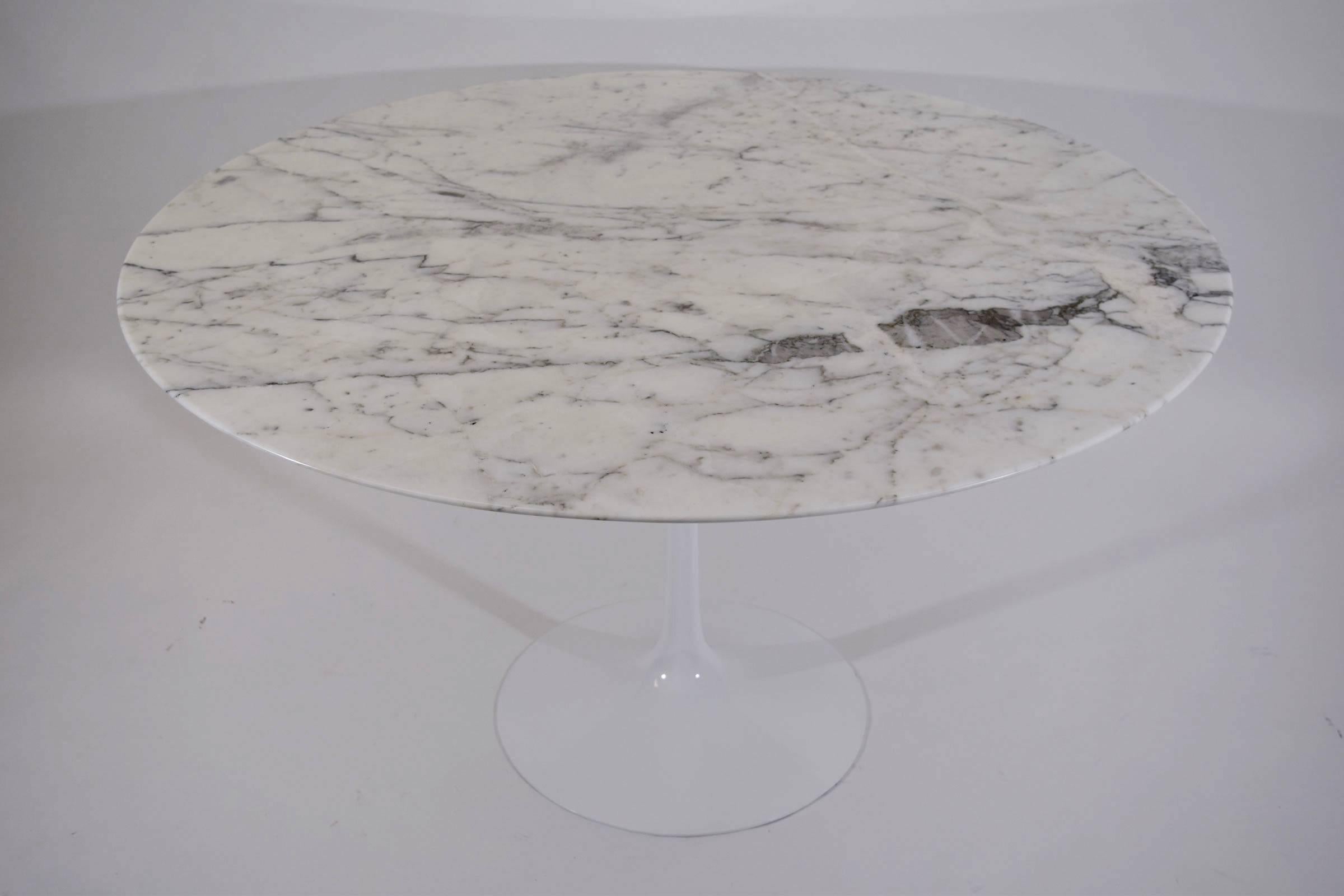 Early Eero Saarinen for Knoll Tulip Table Base with Marble Top In Excellent Condition In Dallas, TX
