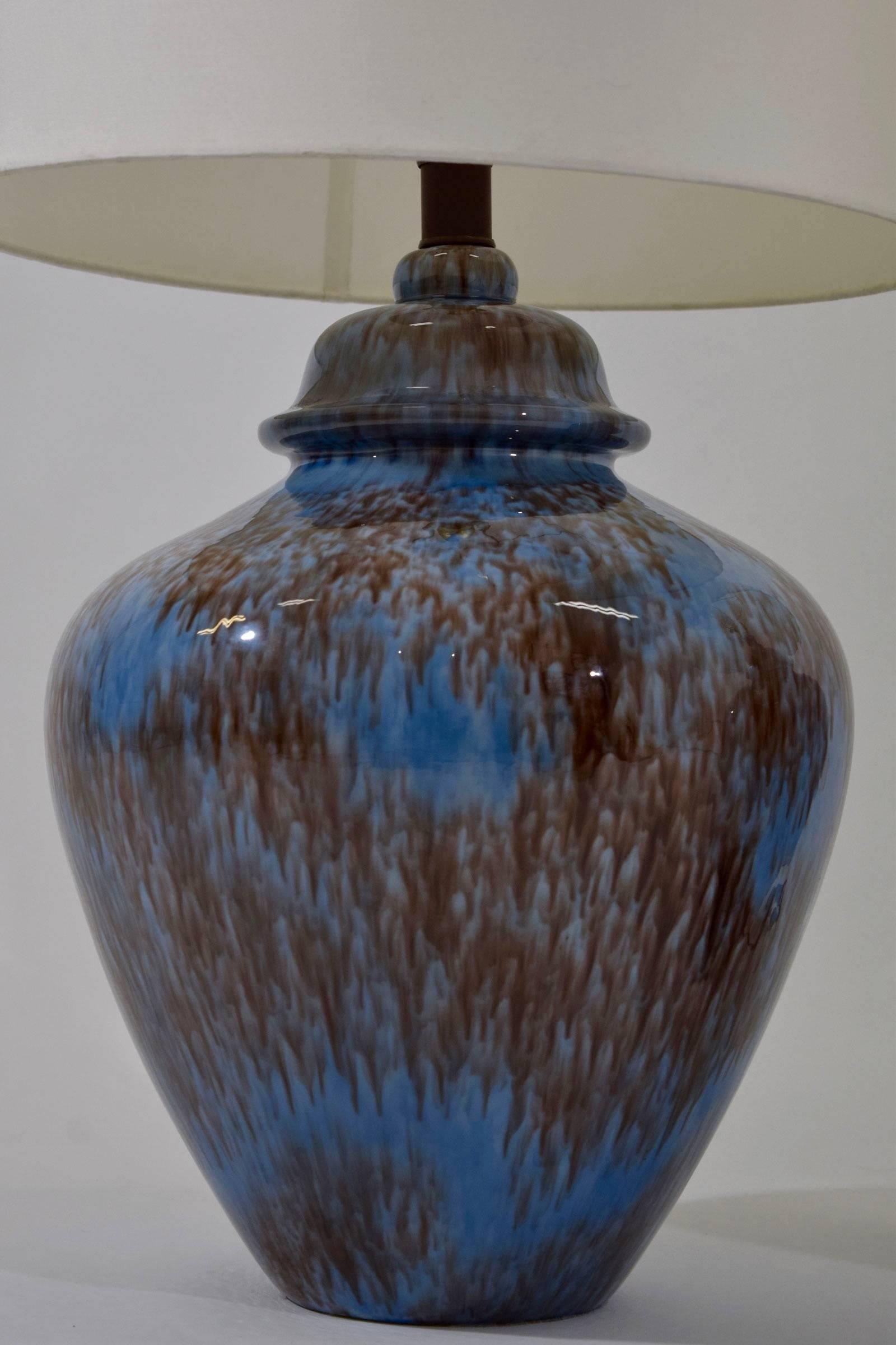 blue and brown lamps
