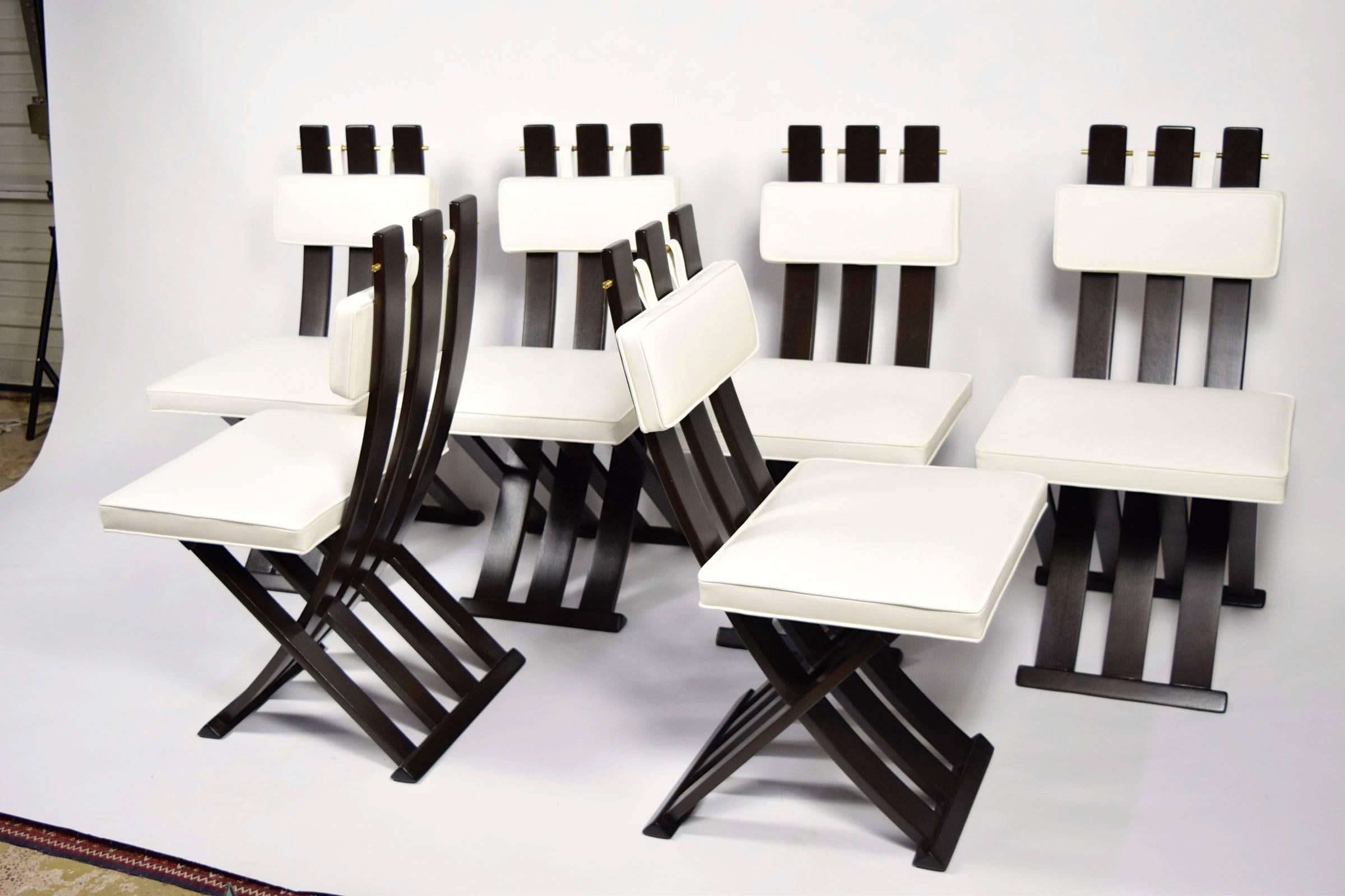 Mid-Century Modern Set of Six Harvey Probber X-Base/Campaign Chairs