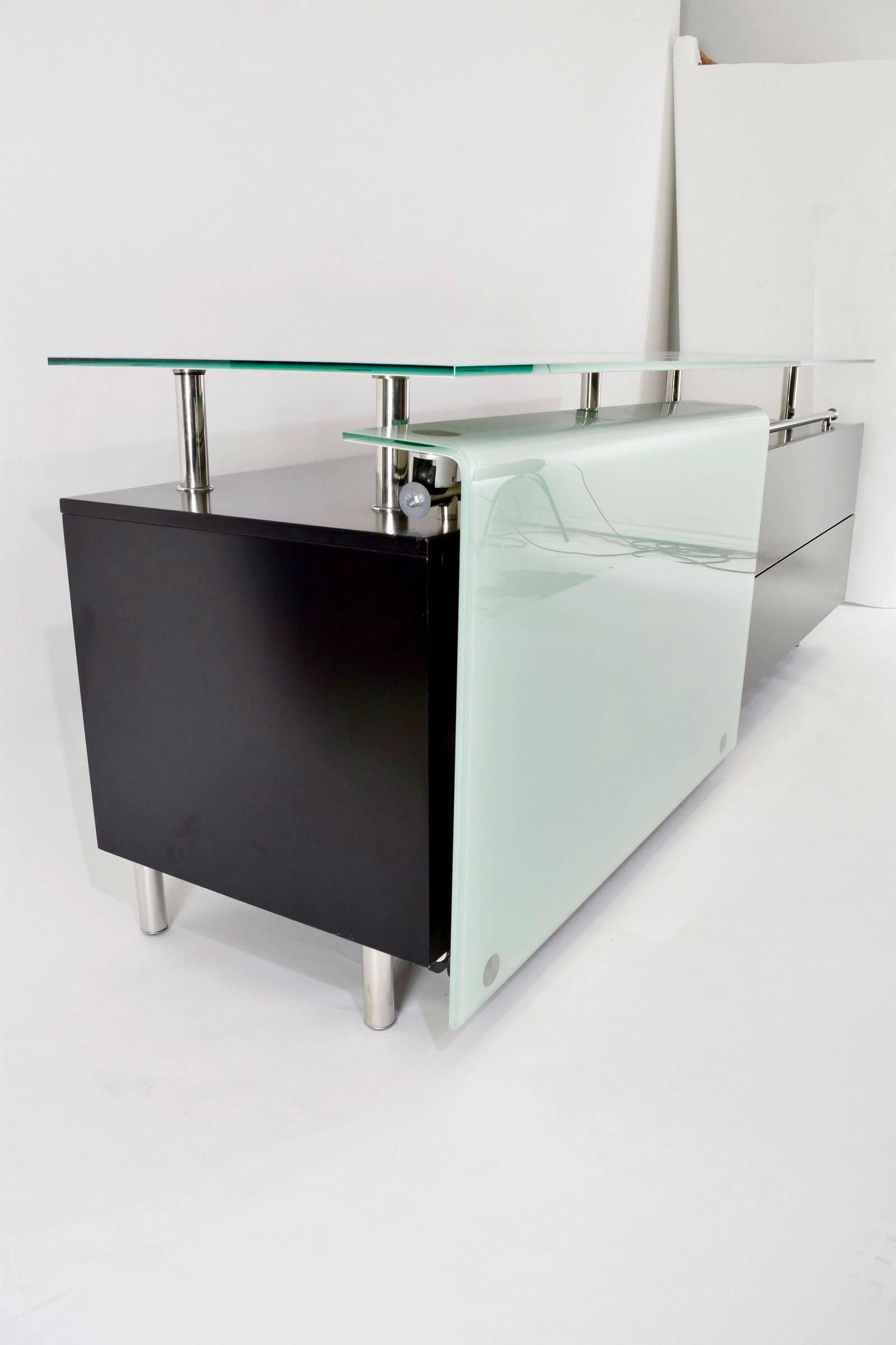 Contemporary Italian Glass and Wood Credenza
