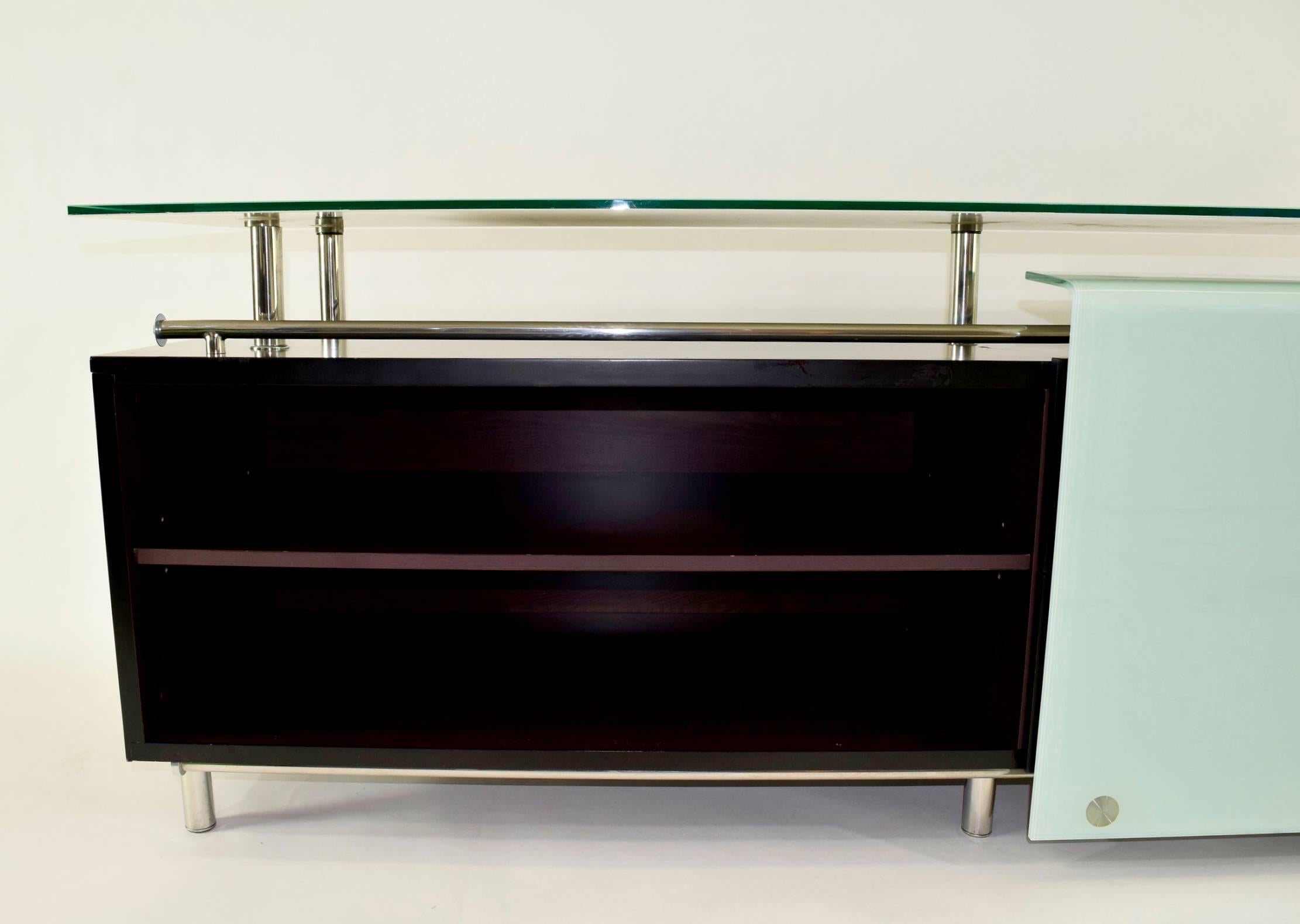Italian Glass and Wood Credenza 1