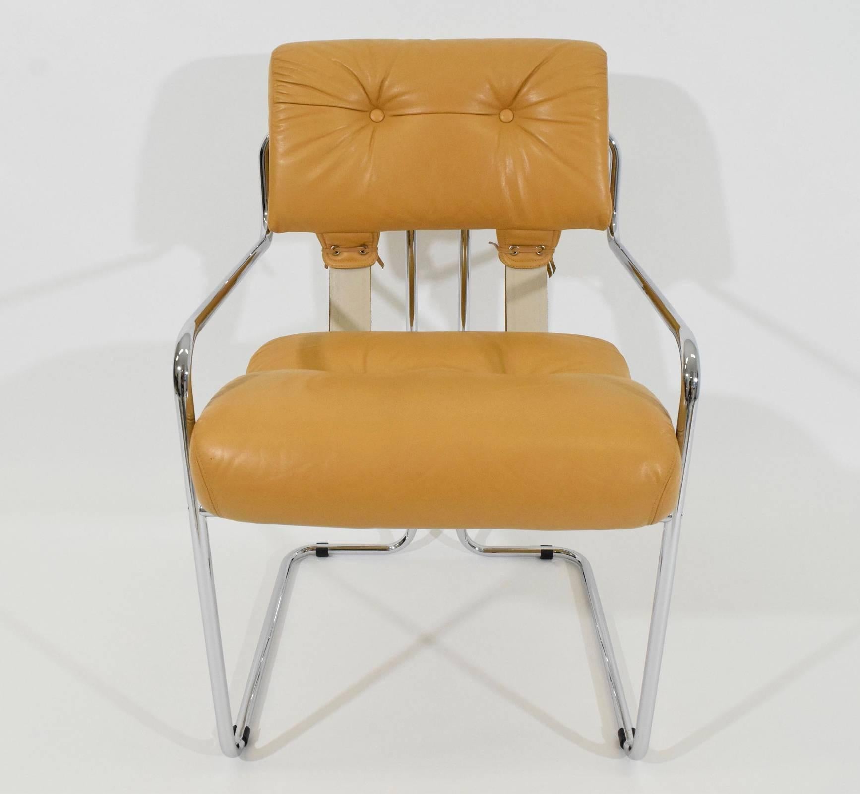Italian Single Leather Tucroma Chair by Guido Faleschini for Pace