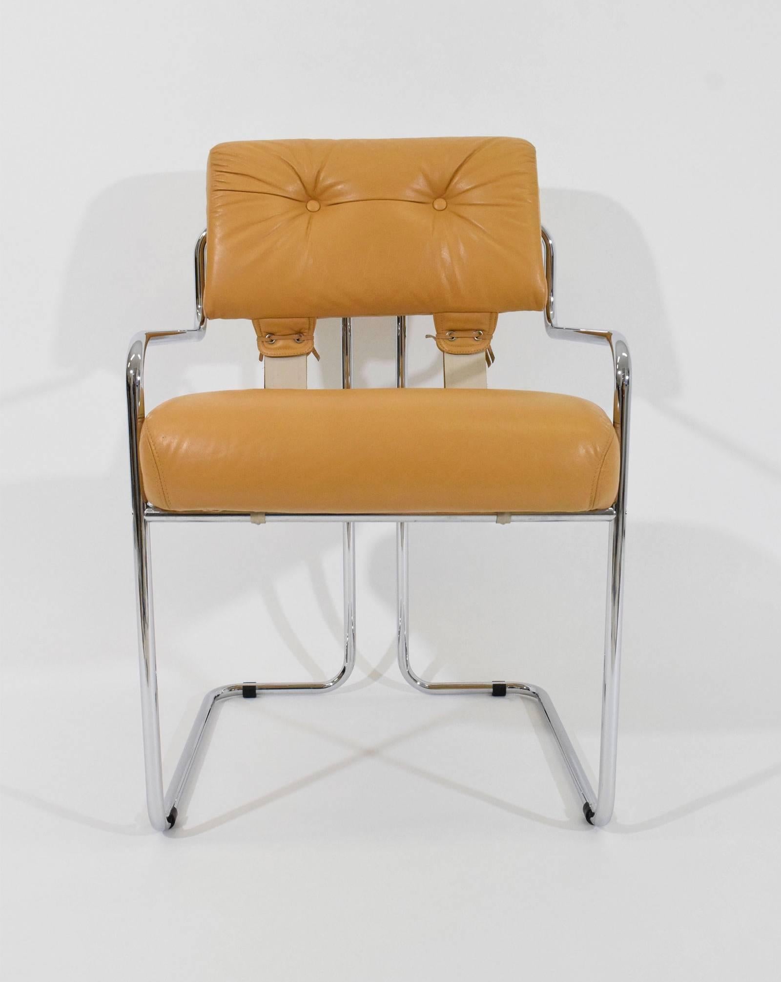 Single Leather Tucroma Chair by Guido Faleschini for Pace In Excellent Condition In Dallas, TX