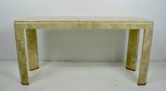 Maitland-Smith Tessellated Marble Console with Brass Inlay
