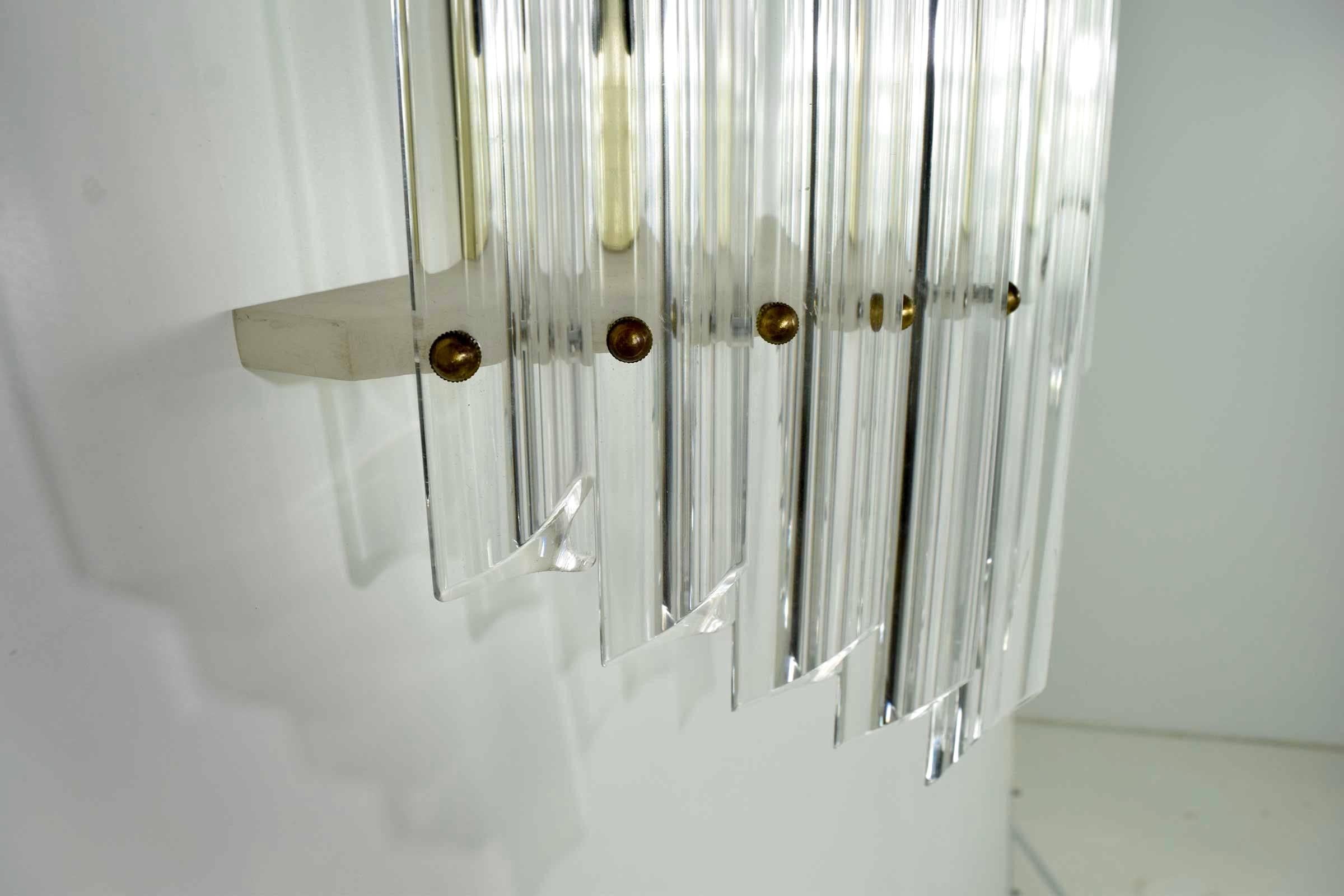Metal Very Large Mid-Century Lucite Sconces For Sale