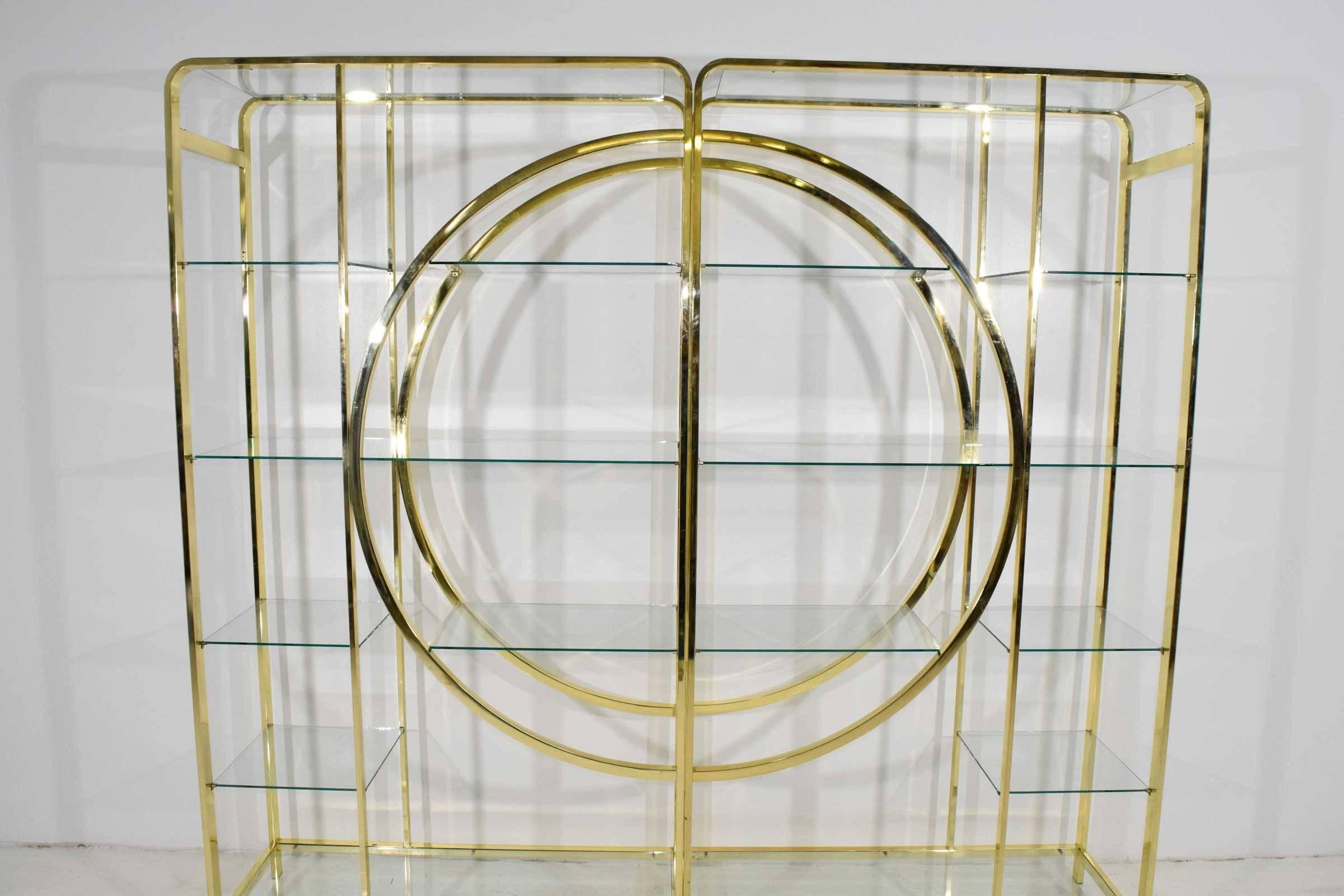 Metal Pair of Brass Finish Milo Baughman Etageres