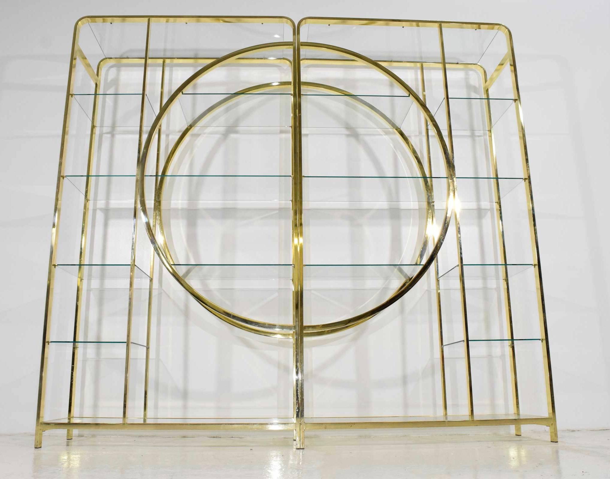 Beautiful pair of Milo Baughman for DIA etageres with brass finish. Together they are 84